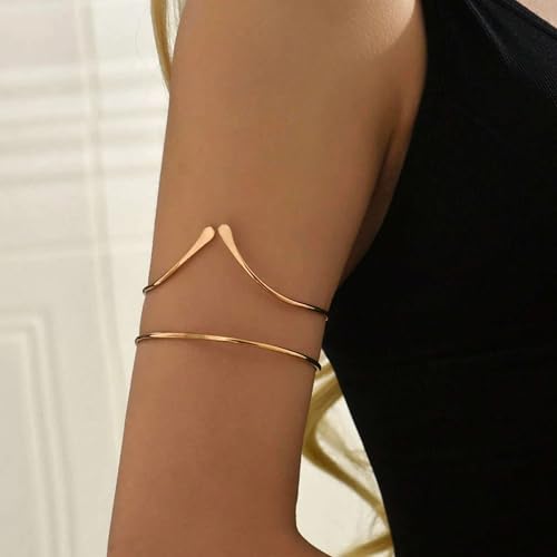 A:Gold open arm cuff bracelet