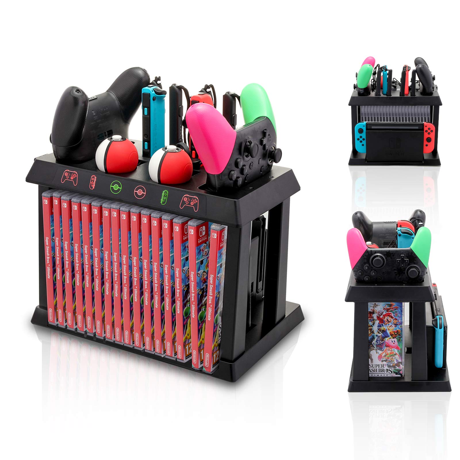 HEATFUN Fast Charging Dock for Nintendo Switch Joy-Cons, Pro Controllers & Poke Ball Plus - LED Indicator Charging Station with Multi-Device Support | Perfect for Gaming Setup & Accessories Organization