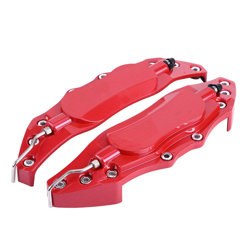 2pcs Aluminum Brake Caliper Covers - Red Wheel Hub Protector for 16-17 Inch Cars | Durable Caliper Shield for Enhanced Style & Protection | Perfect for Car Shows & Custom Vehicle Upgrades