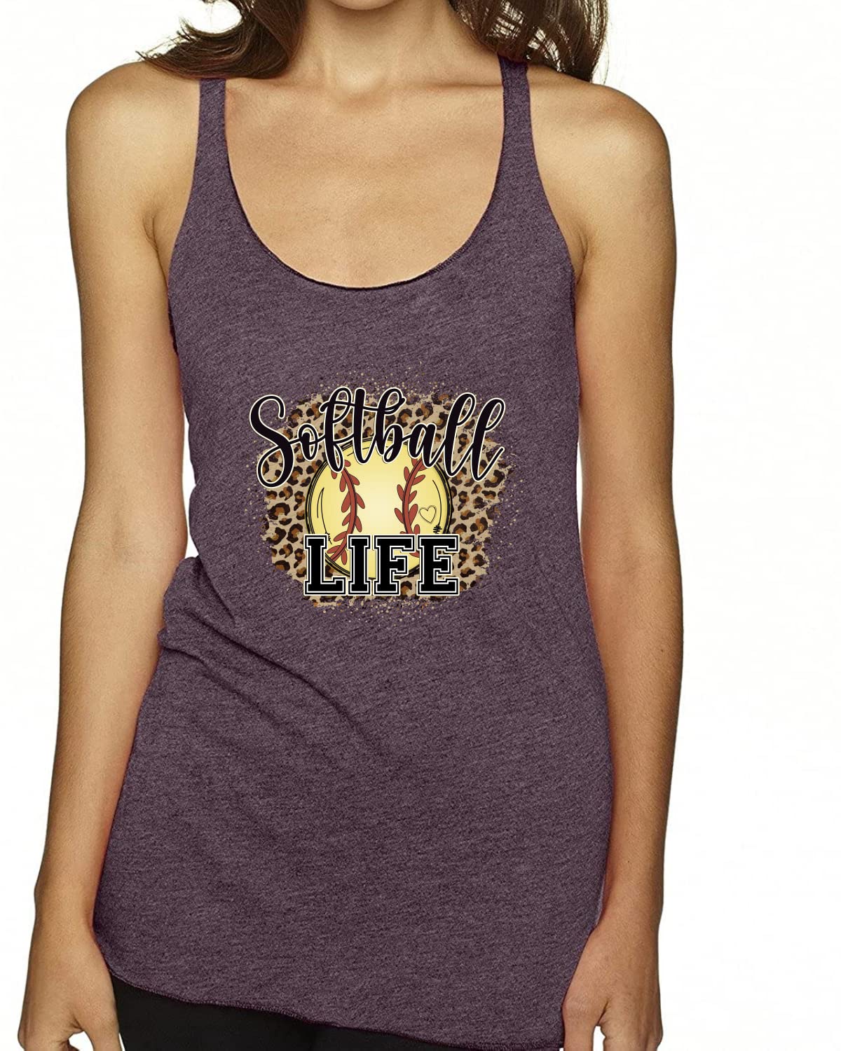 Softball Life Animal Print Tri-Blend Racerback Tank Top for Girls - Breathable Athletic Shirt for Sports, Training & Casual Wear