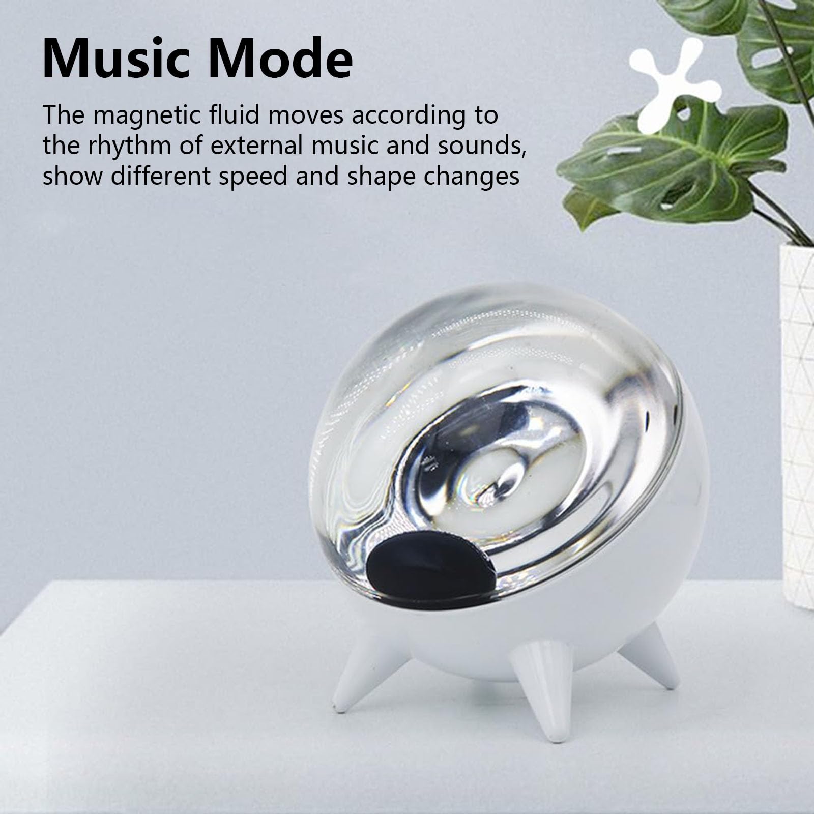 Dancing Ferrofluid Music Rhythm Lamp - Magnetic Liquid Speaker with Visualizer for Home, Office & TV | White Modern Decor for Computer Desktop & Party Entertainment