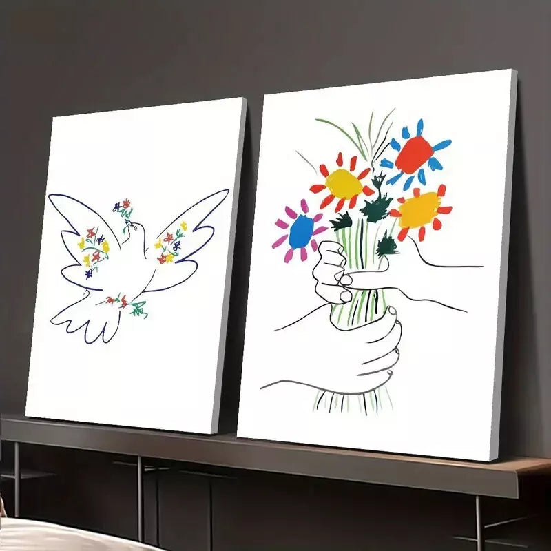 2-Piece Abstract Line Art Peace Canvas Wall Decor - 50x75cm Framed High-Quality Print, 100% Australian Made, Ready to Hang - Perfect for Living Room, Bedroom & Office Decor