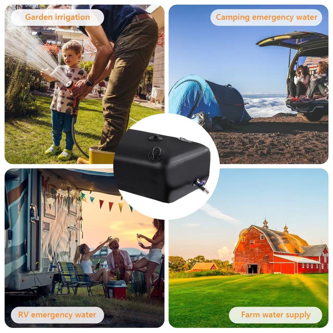 Portable Water Storage Bladder Tank - 100 Gallon Large Capacity for Camping, Gardening & Emergency Use | Durable Outdoor Water Container for RV, Hiking & Disaster Preparedness