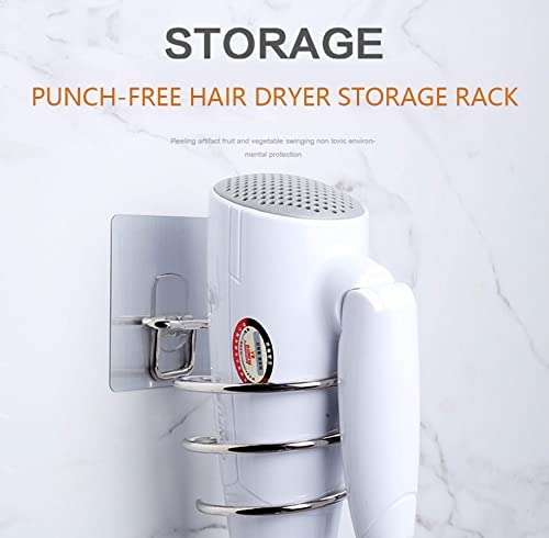 Stainless Steel Hair Dryer Holder Wall Mount - Blow Dryer Organizer Rack for Bathroom, Salon & Barber Shop - Space Saving Storage Shelf (Silver, Pack of 1) - Perfect for Home, Spa & Professional Use