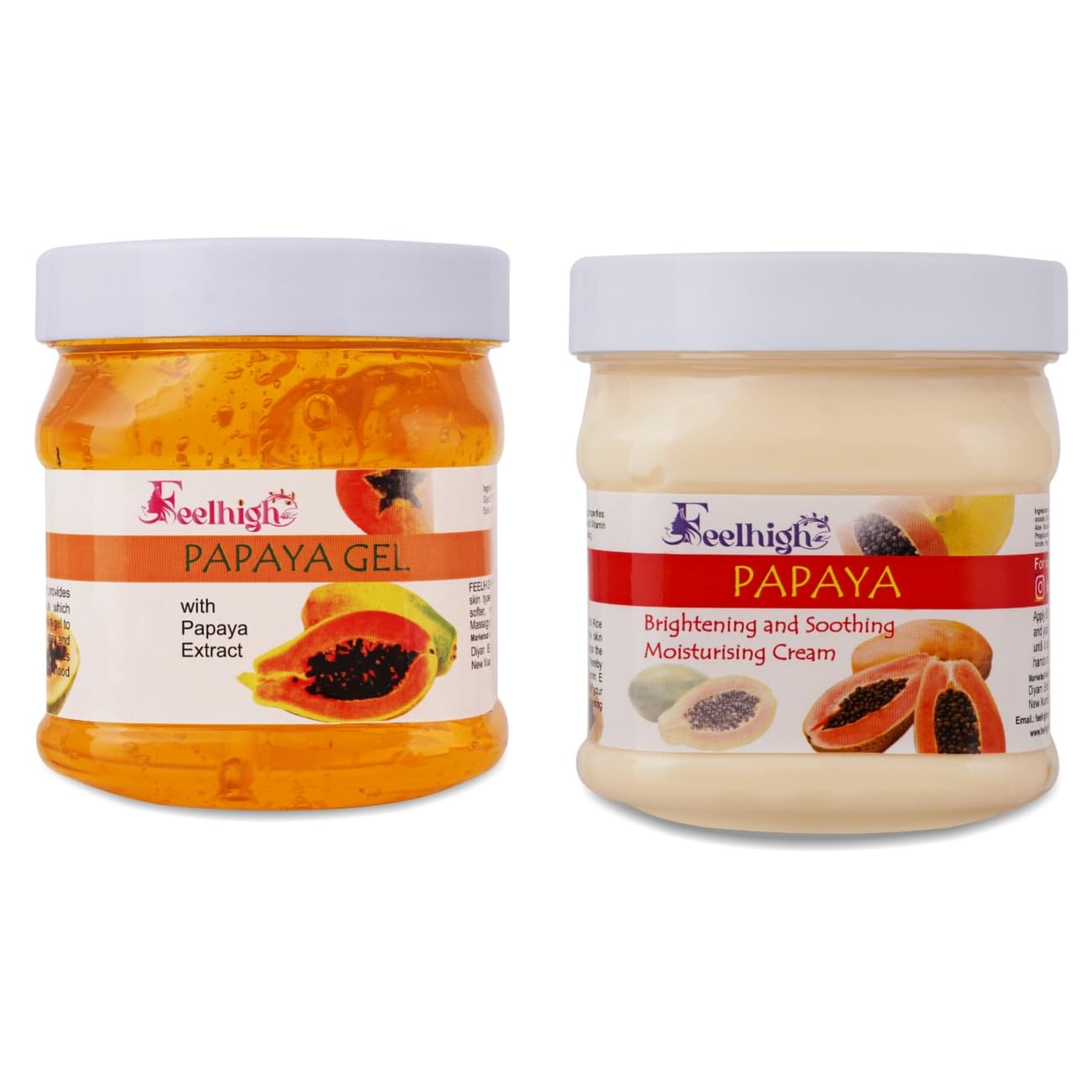 Feelhigh Papaya Cream & Gel 500ml Combo Set – Hydrating, Nourishing Natural Skincare for Face & Body – Suitable for All Skin Types (Men & Women) – Perfect for Daily Moisturizing, Sunburn Relief & Skin Repair