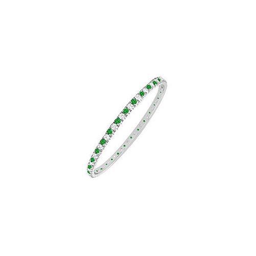 14K White Gold Emerald and Diamond Eternity Bangle - 3.00 CT TGW, Elegant Stackable Bracelet for Women, Perfect for Weddings, Anniversaries & Special Occasions