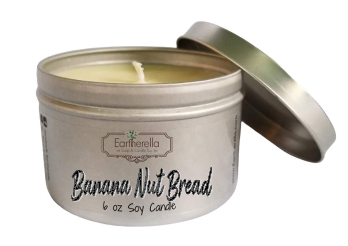 BANANA NUT BREAD Natural Soy Wax Candle - 6 oz Tin with 40+ Hour Burn Time | Vegan, Handmade, Eco-Friendly | Perfect for Home, Office & Gift Giving