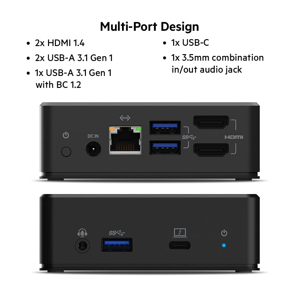 Belkin USB C Docking Station with Dual 4K HDMI, Thunderbolt 3, 85W PD - 12-in-1 USB C Hub for MacBook Pro, iPad Pro & Chromebook - Perfect for Home Office, Gaming & Multi-Monitor Setup