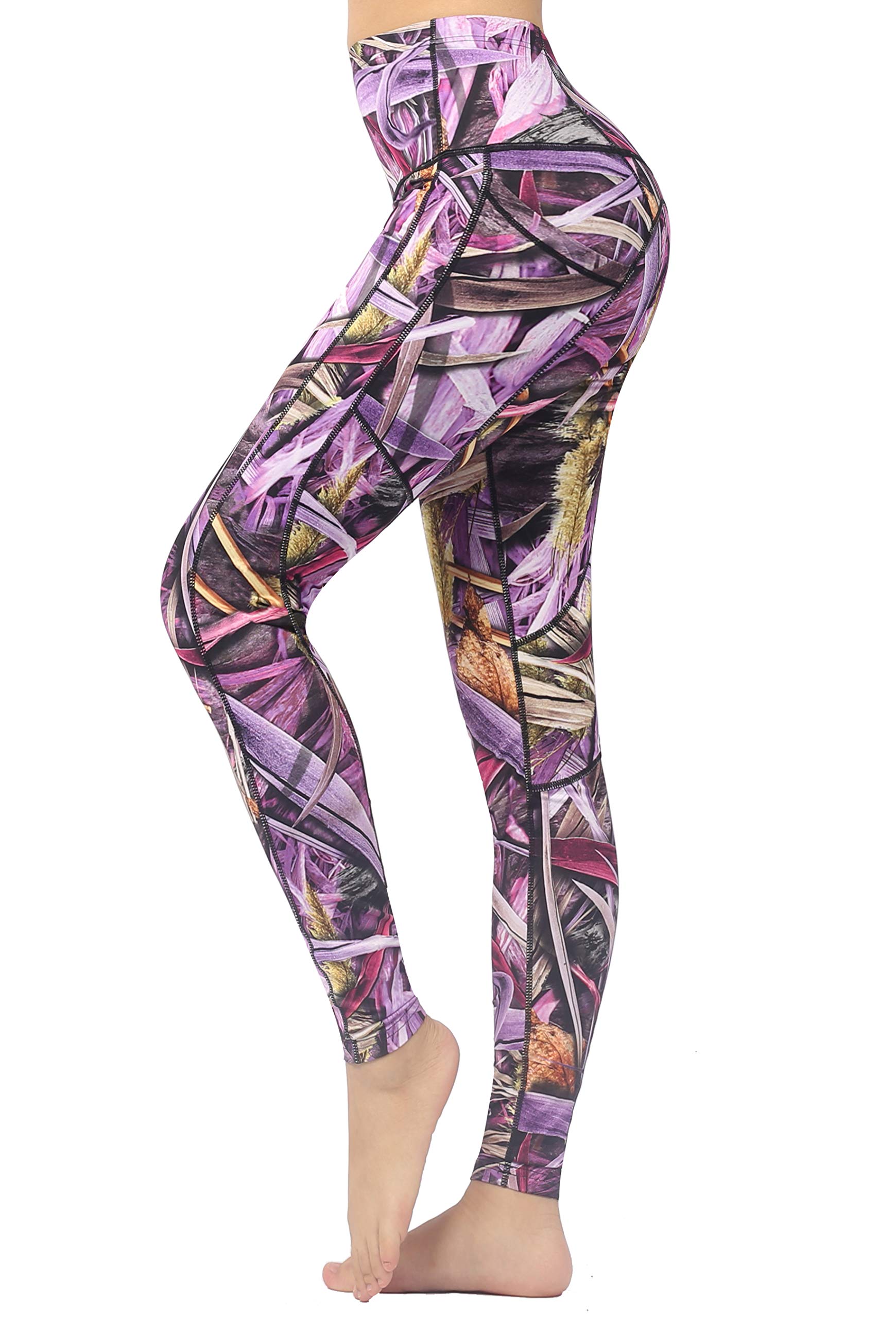 SugarPocket Women's Printed Colorful Workout Tights - High Waist Yoga Pants for Running, Gym & Fitness | Moisture-Wicking Stretchy Leggings for Women's Activewear