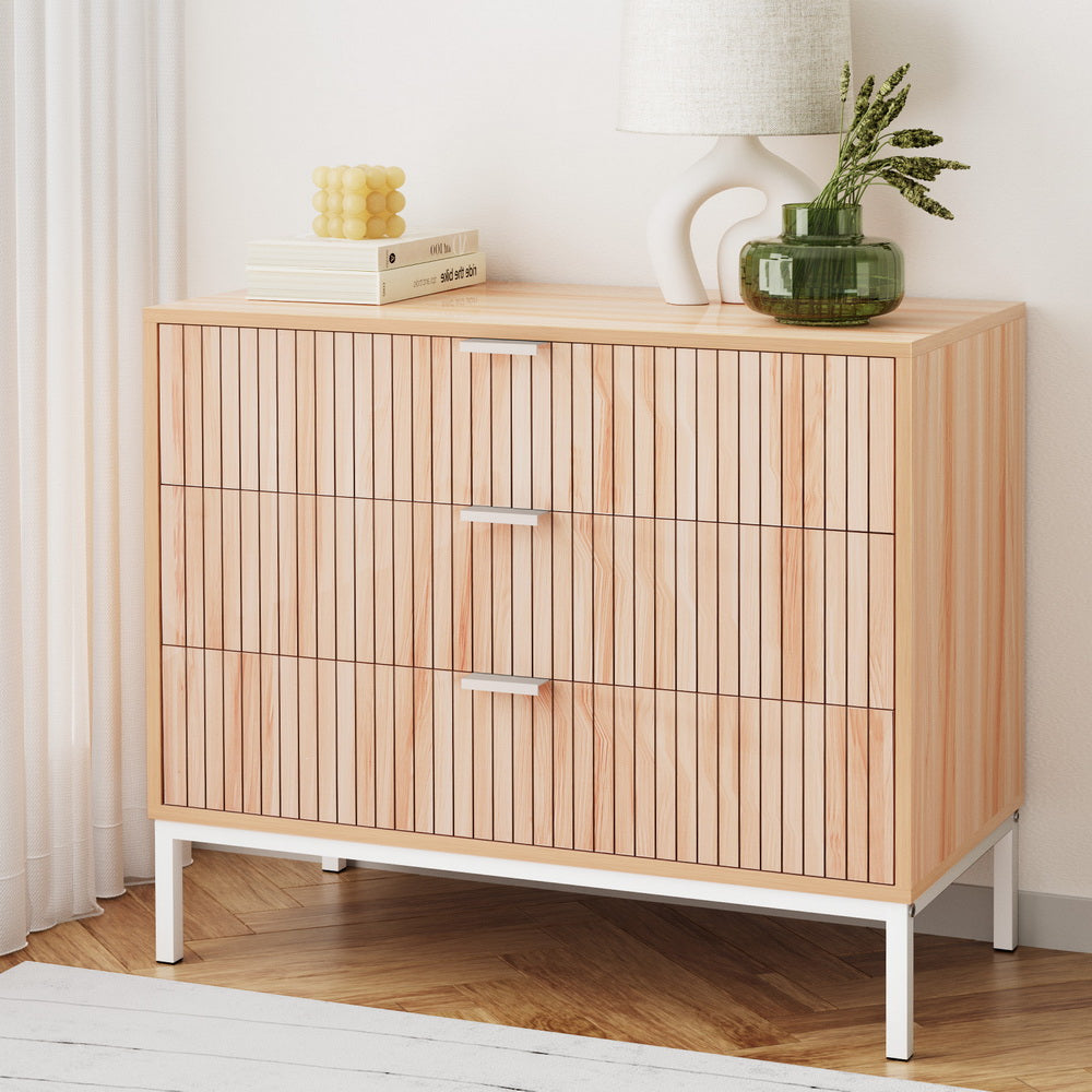 LURA Pine 3-Drawer Chest - Solid Wood Dresser for Bedroom, Living Room & Office Storage - Perfect for Organizing Clothes, Linens & Home Essentials