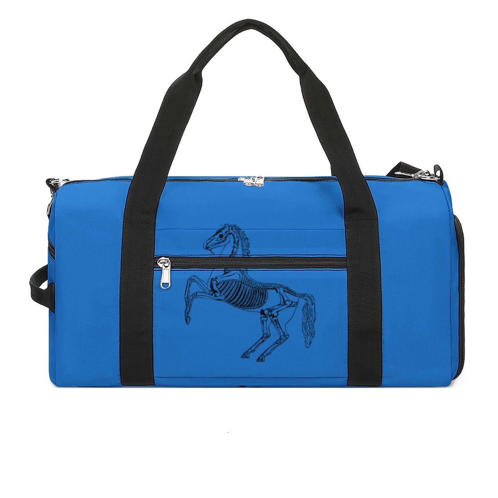 Horse Skeleton Print Gym Bag - Large Sports Duffel Bag for Travel, Workout & Weekender Overnight Trips - Waterproof Tote Shoulder Bag with Separate Shoes Compartment - Perfect for Gym, Travel & Sports Enthusiasts