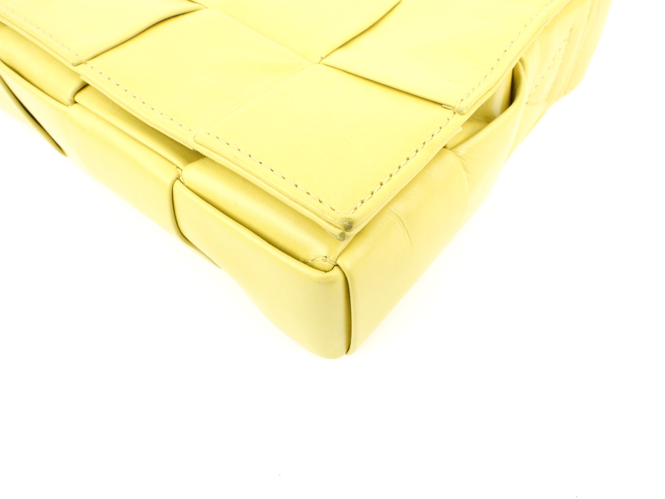 Bottega Veneta Yellow Shiny Leather Intrecciato Crossbody Shoulder Bag for Women | Luxury Designer Handbag for Everyday Use, Parties & Travel