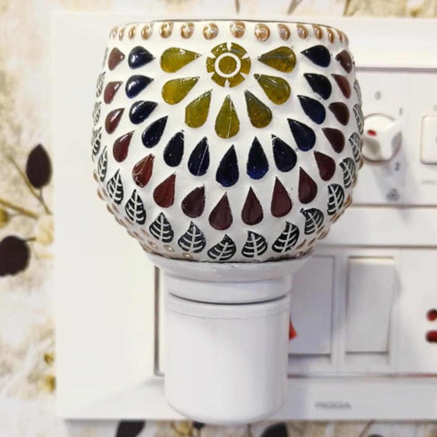 Ramit Air Karpure Camphor Electric Diffuser - Ceramic Kapoor Dani with On/Off Switch & Night Light | Smoke-Free, Child-Safe, Shockproof for Home, Office, Yoga & Meditation | Aromatherapy Essential Oil Diffuser AR 09