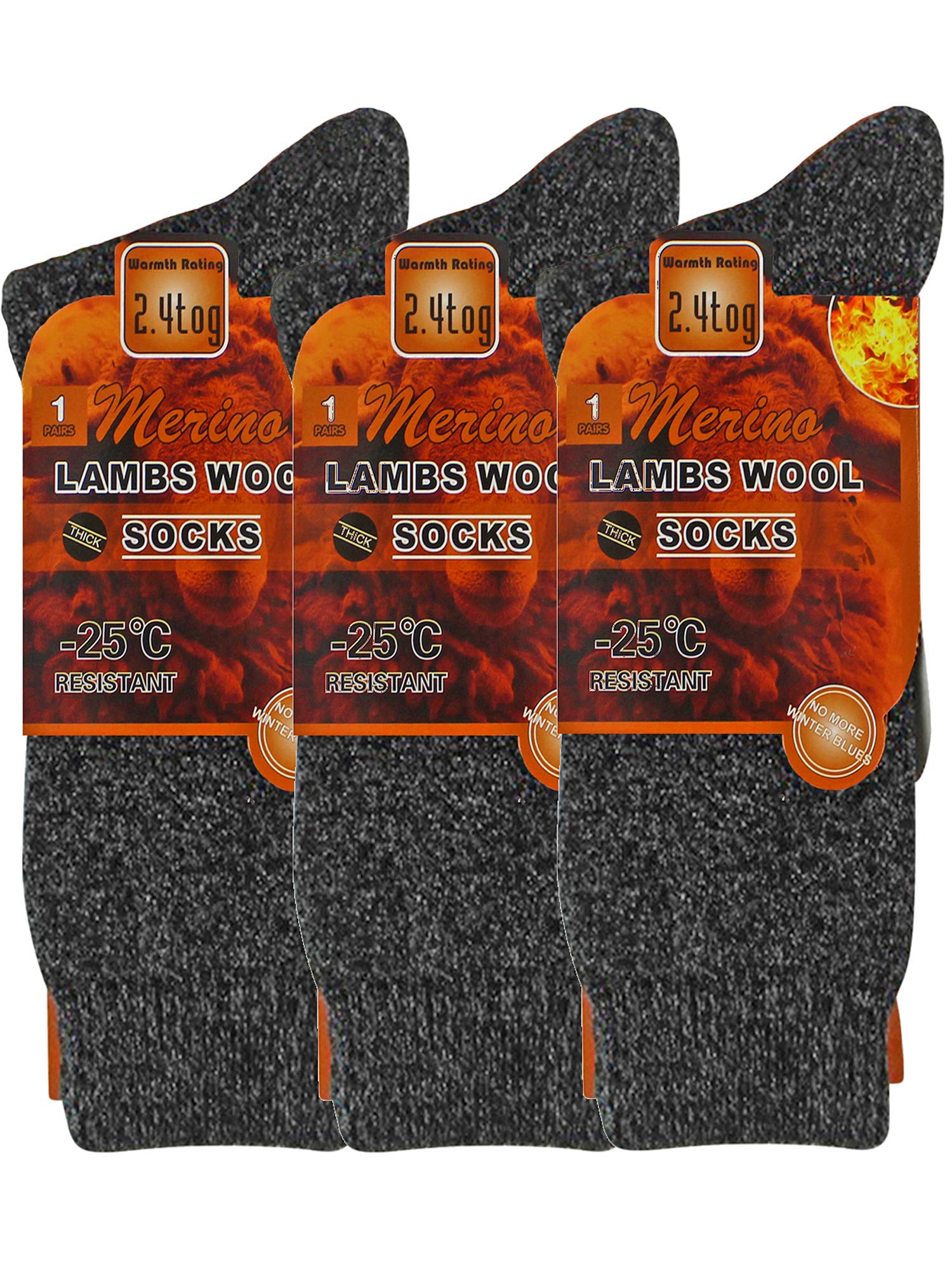 Men's 3-Pack Lambswool Mega Thermal Work Socks - Heavy Duty Winter Socks for Construction, Hiking & Outdoor Work