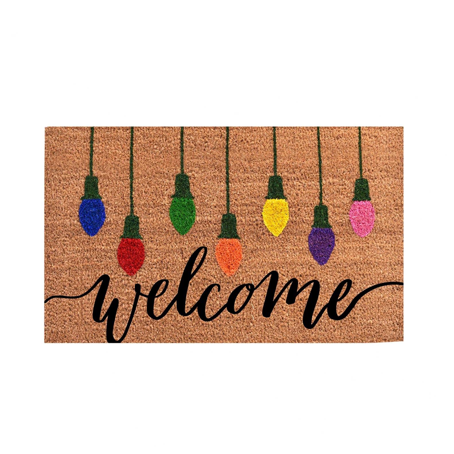 Pomobie Christmas Welcome Doormat - Non-Slip Washable Winter Door Mat with Santa & Snowflakes Design for Indoor/Outdoor Use - Perfect for Holiday Decor, Front Door Entryway, and Seasonal Home Decorations
