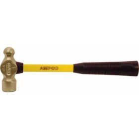 AMPCO SAFETY TOOLS H-1FG 0.75LB Fiberglass Handle Ball Peen Hammer - Durable Construction Tool for Metalworking, Automotive Repair & DIY Projects