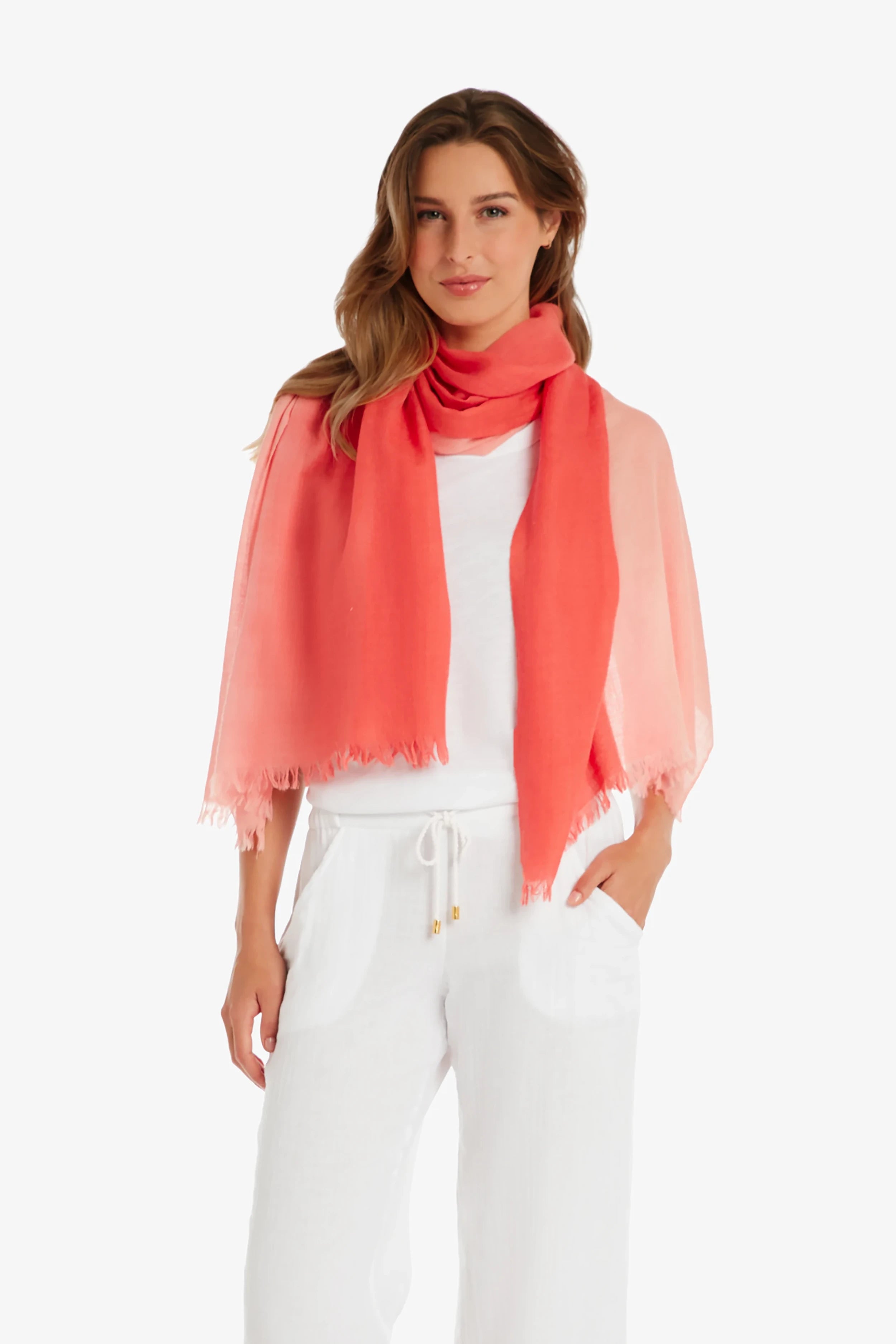 Essential Wrap Scarf - Soft Coral Knit Wrap for Women | Perfect for Travel, Office & Casual Outfits