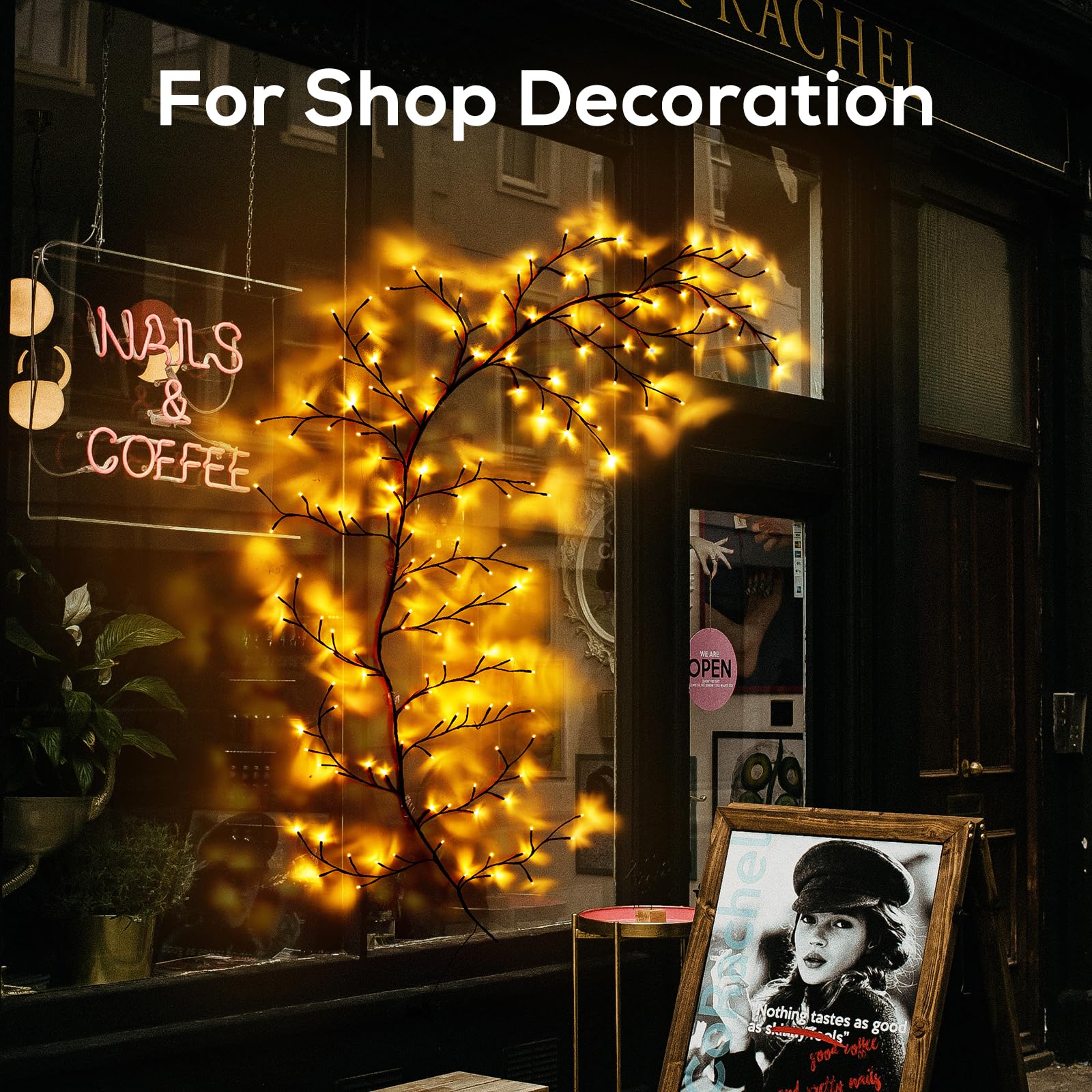 Enchanted Willow Vine Lights with 160 LEDs - 8.2FT Fairy String Lights for Bedroom, Garden & Wedding Decor - 8 Remote Control Modes, Waterproof Outdoor/Indoor Use (Black, 1PCS)