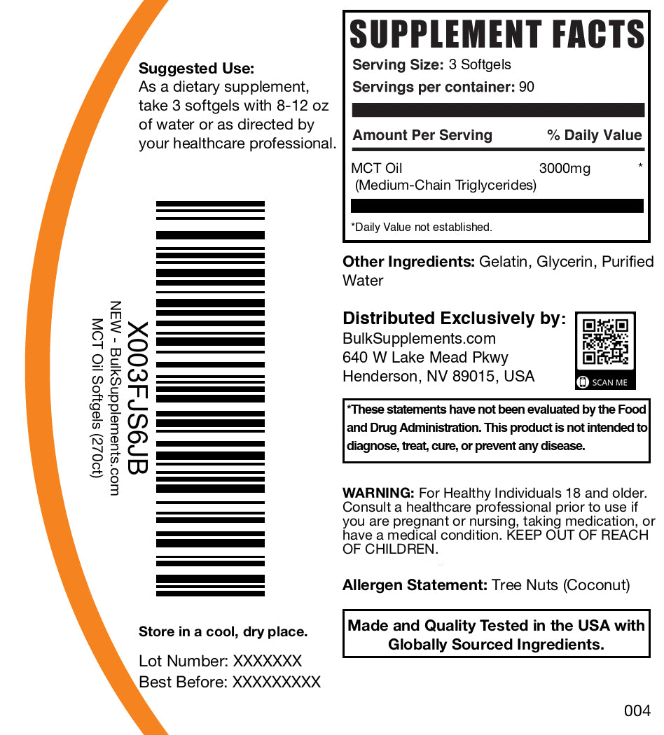 Premium MCT Oil Softgels for Keto & Weight Loss - 100% Pure Coconut Oil Capsules - Supports Energy, Focus & Metabolism - Ideal for Ketogenic Diet, Intermittent Fasting & Low-Carb Lifestyle