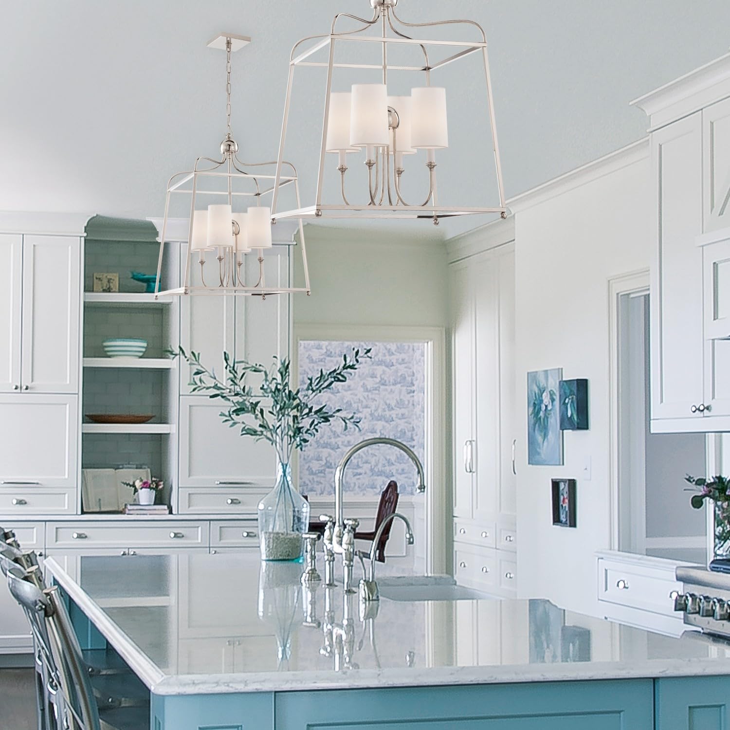 Libby Langdon for Crystorama Sylvan 4-Light Polished Nickel Chandelier - Modern Crystal Ceiling Light Fixture for Dining Room, Living Room & Bedroom Decor