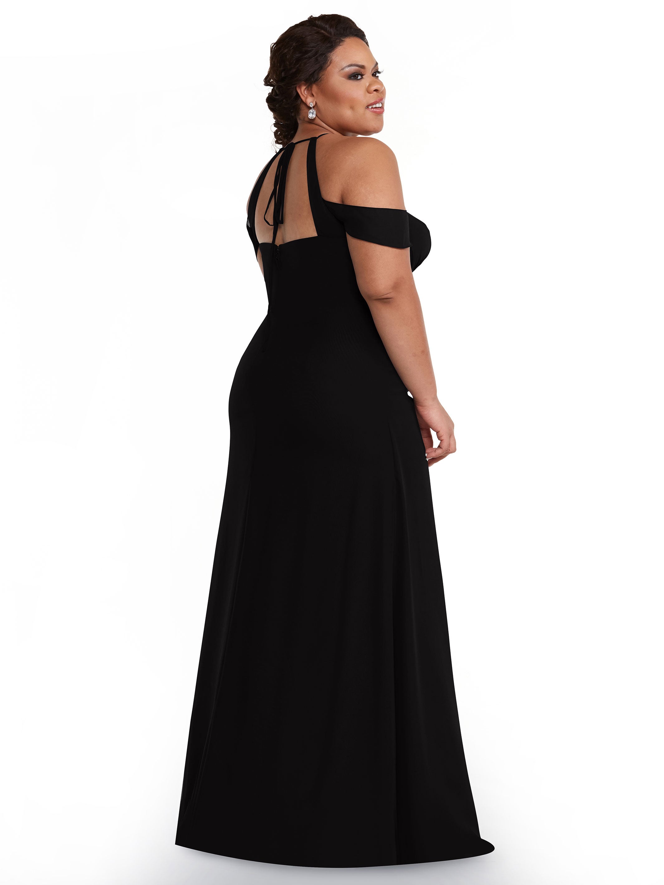 Elegant Off-the-Shoulder Chiffon Bridesmaid Dress with Halter Neckline - Perfect for Weddings, Formal Events & Special Occasions