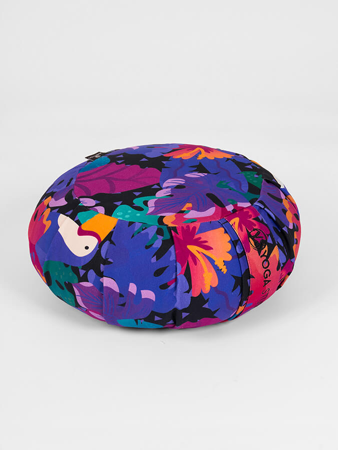 Organic Cotton Buckwheat Meditation Cushion - Round Floral Zafu Pillow for Yoga, Meditation & Home Decor | Eco-Friendly Yoga Studio Accessory