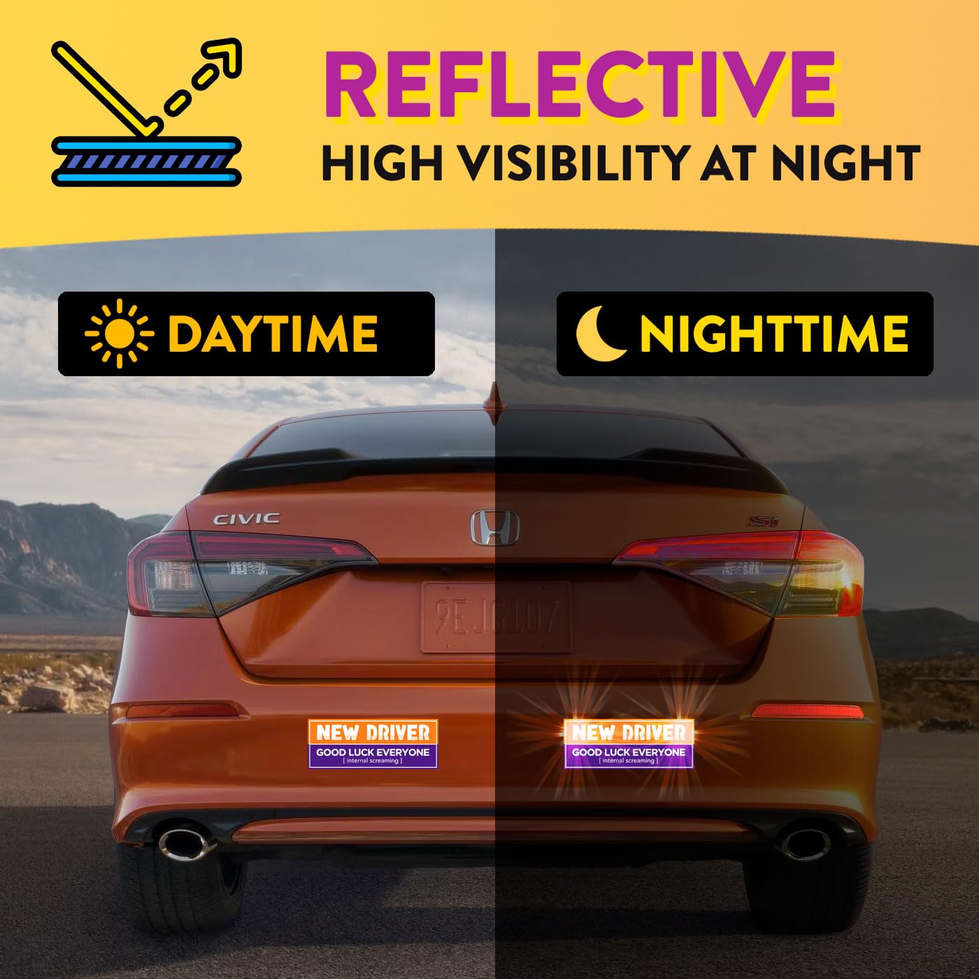 Rio Salto 3-Pack Large Reflective Car Magnets - 'Please Be Patient' & 'Student Driver' Funny Magnetic Bumper Accessories for New Drivers, Rookie Prank Gifts | Perfect for Learner Vehicles, Safety Awareness & Humorous Road Scenes