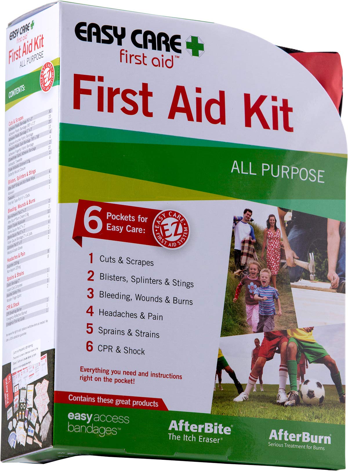 Easy Care All-Purpose First Aid Kit - 120 Pieces Medical Emergency Supplies for Home, Car, Travel & Outdoor Adventures | Compact & Portable for Injuries, Burns & Wounds