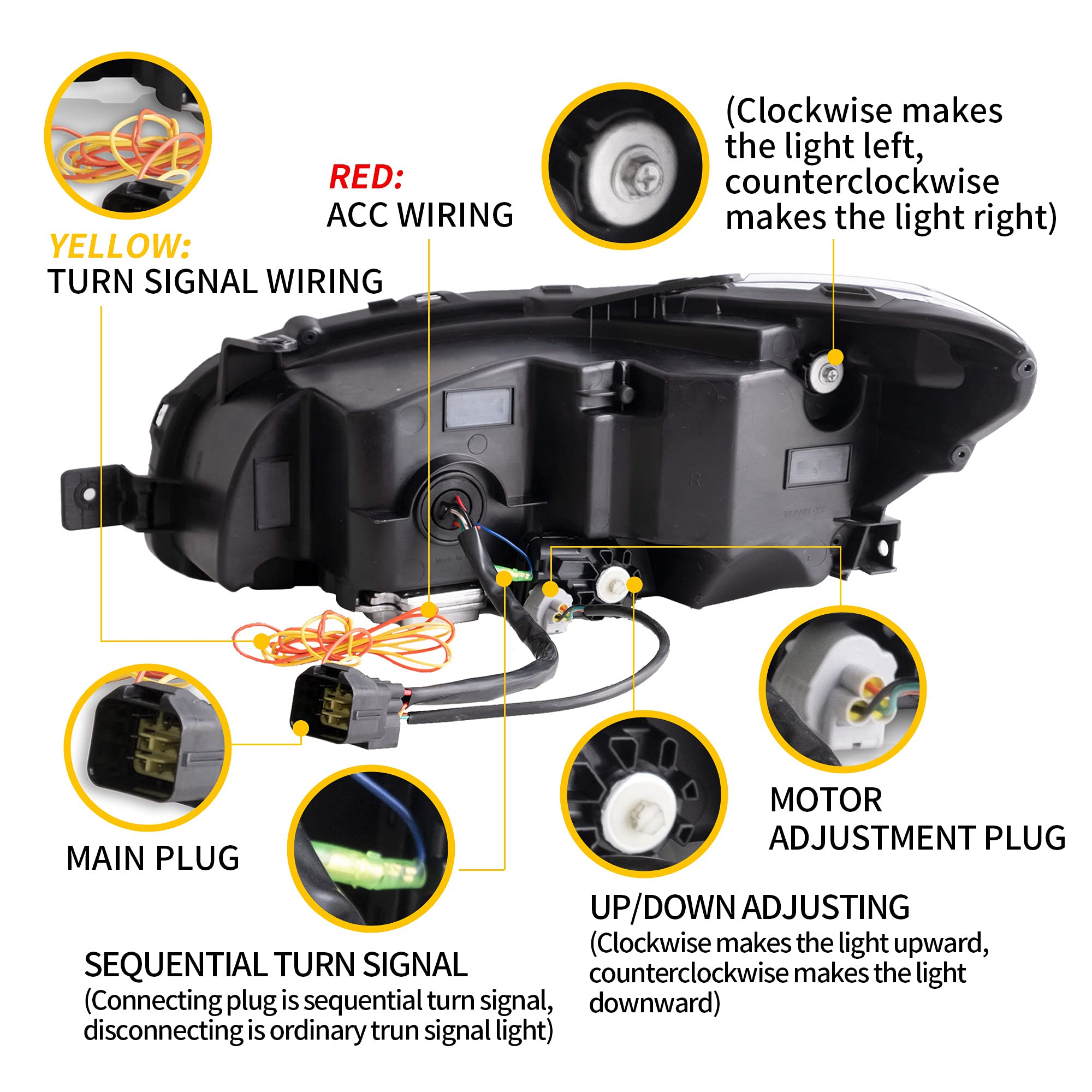 VLAND LED Headlights for 2015-2021 Subaru WRX & STI (Limited/Base/Premium) - High Brightness, Amber Reflector, Welcome Running Lights - Upgrade Your Night Driving (Not Compatible with LED/AFS/SRH Models)