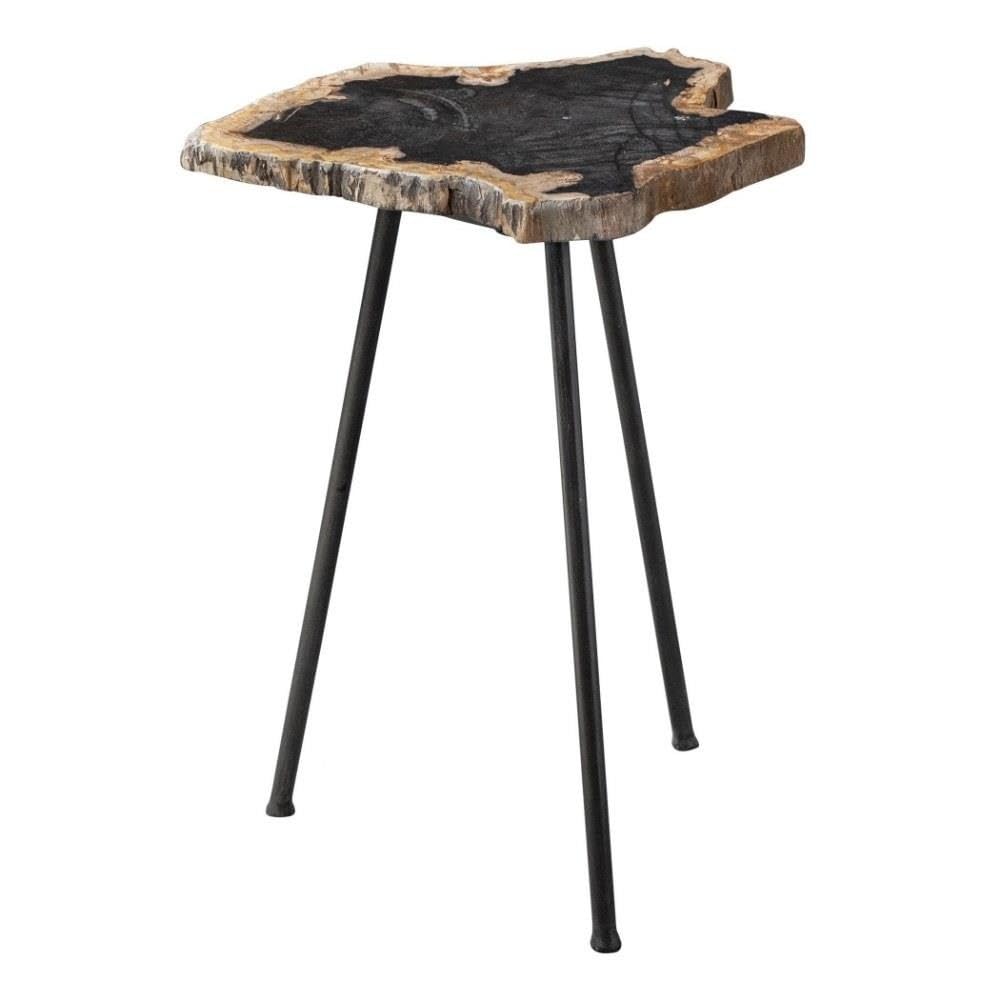20 Inch Free Form Accent Table with Iron Legs - Nature Inspired Modern Side Table - Contemporary End Table for Living Room, Bedroom & Office Decor - 208-Bel-4190636