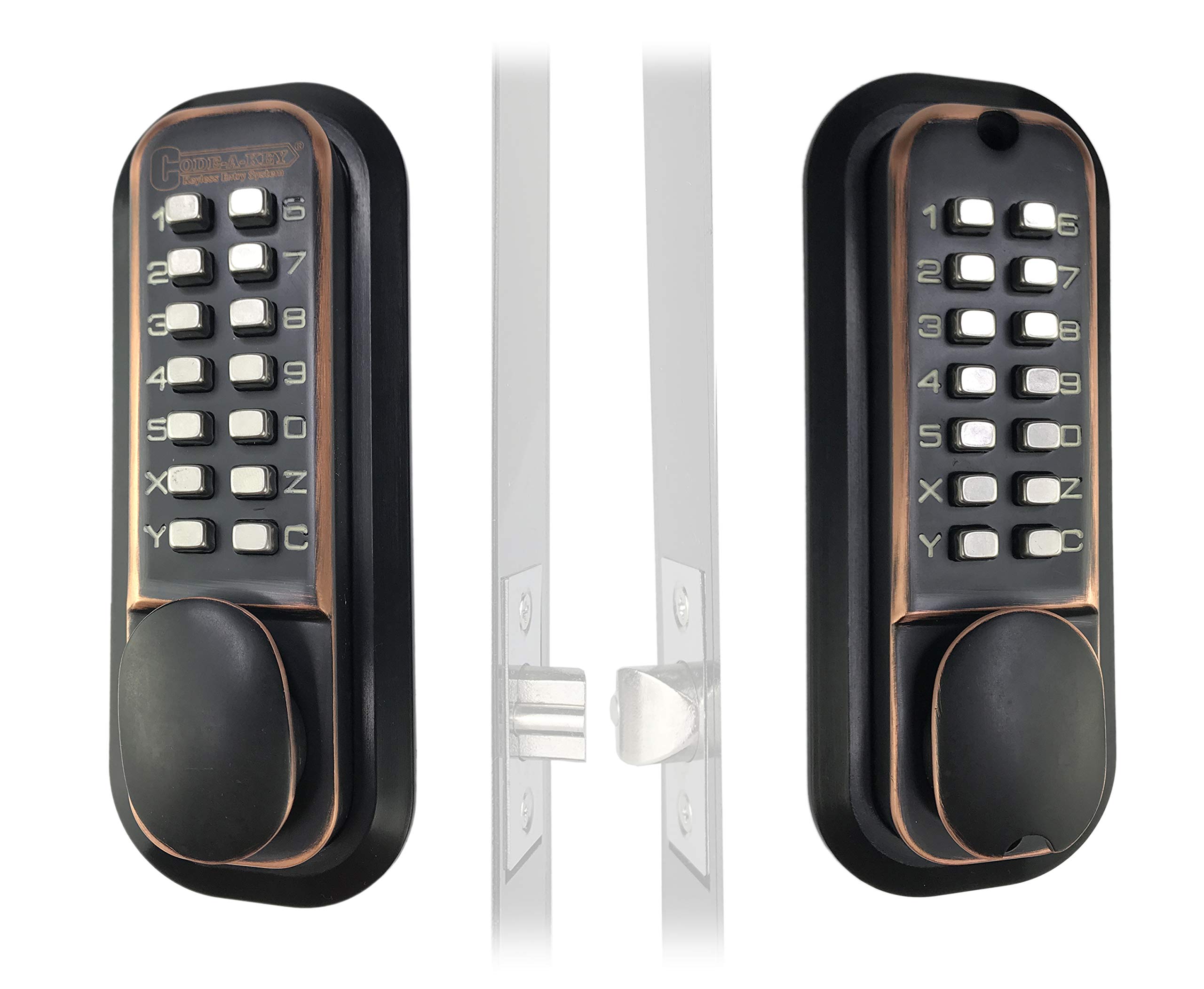 JOUNJIP Keyless Entry Door Lock - Mechanical Combination Latch for Gates, Fences, Windows - No Battery/Power Needed (Oil-Rubbed Bronze Finish) - Flat Spindle Design - Perfect for Home Security, Sheds & Outdoor Access Control