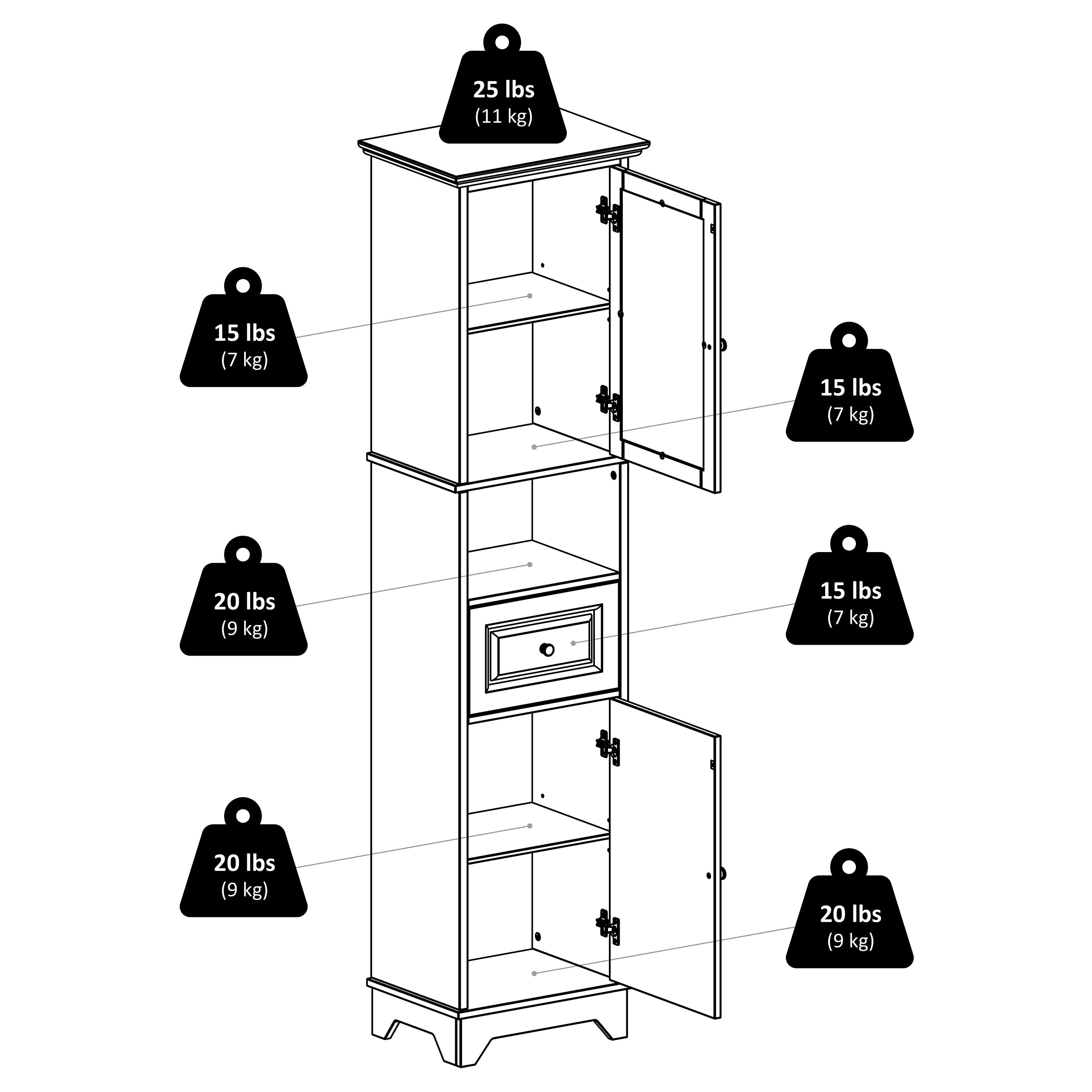 Winsome Wood Alps Tall Cabinet with Glass Door and Drawer - Stylish Storage for Living Room, Bedroom & Office - Perfect for Organizing Books, Decor & Essentials