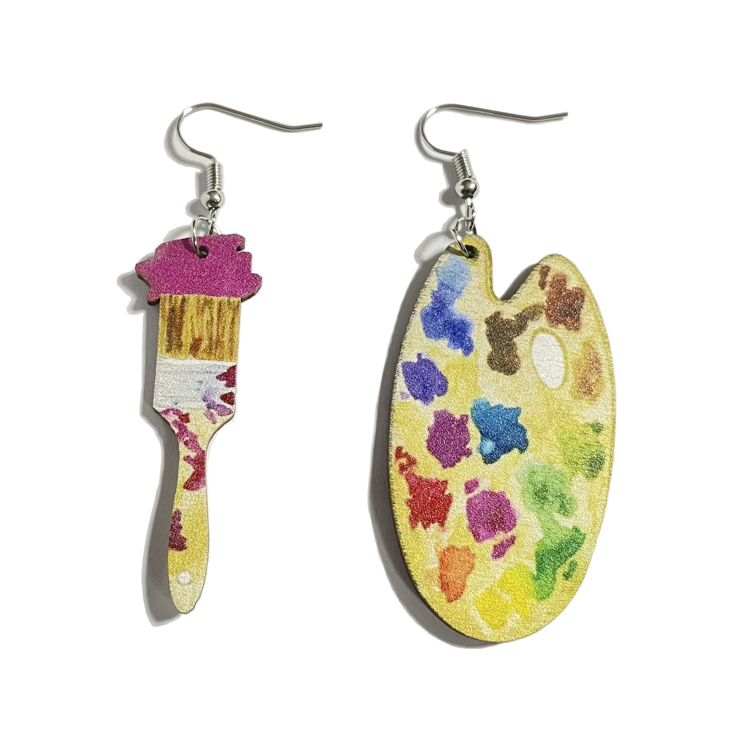 Unique Handmade Clay Resin Book Stack Drop Earrings - Colorful Pencil & Wooden Palette Design for Women, Teachers & Students | Perfect Gift for Birthday, Christmas, Holidays | Librarian-Themed Jewelry for Book Lovers & Educators