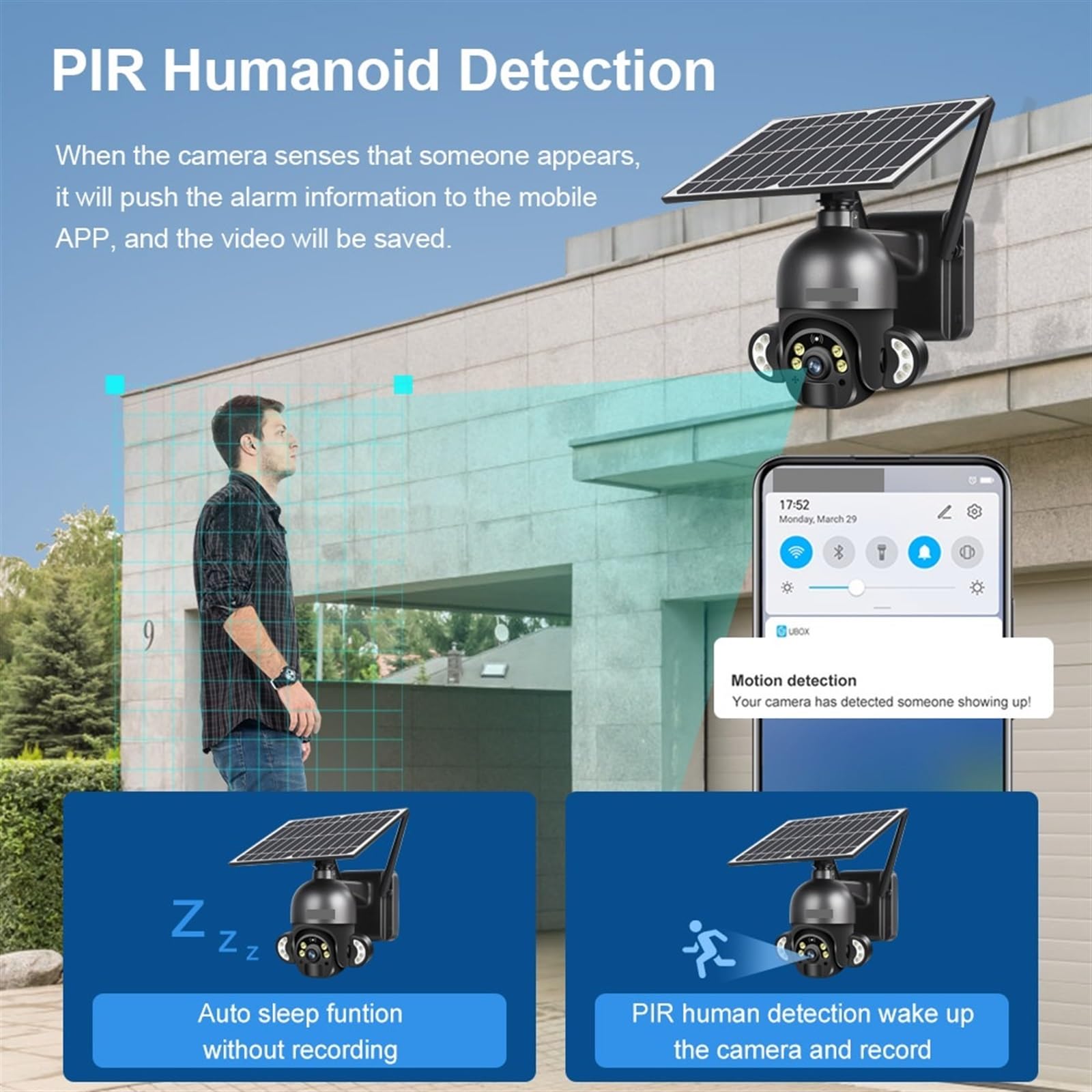 4MP 4G LTE Wireless Security Camera with Solar Panel - Outdoor CCTV Surveillance System with SIM Card Slot, 6W Solar Power & Long Battery Life for Home Security (White, Includes 128GB Storage) - Perfect for Monitoring Backyards, Driveways & Remote Properties Without WiFi