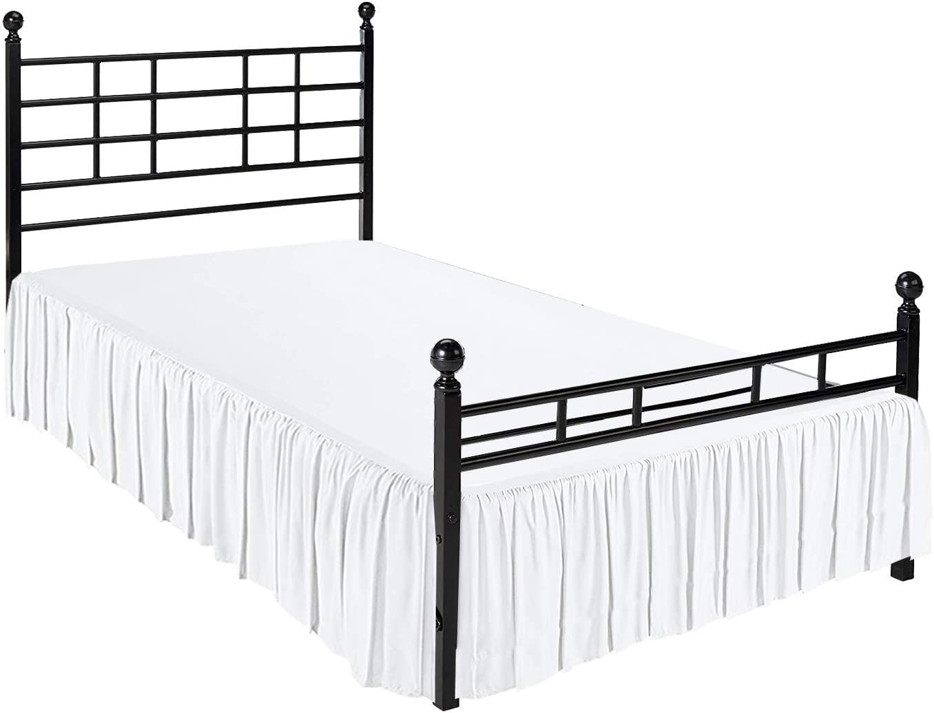Ruffled Bed Skirt with Split Corners - 100% Microfiber Gathered Dust Ruffle for Twin Beds (18