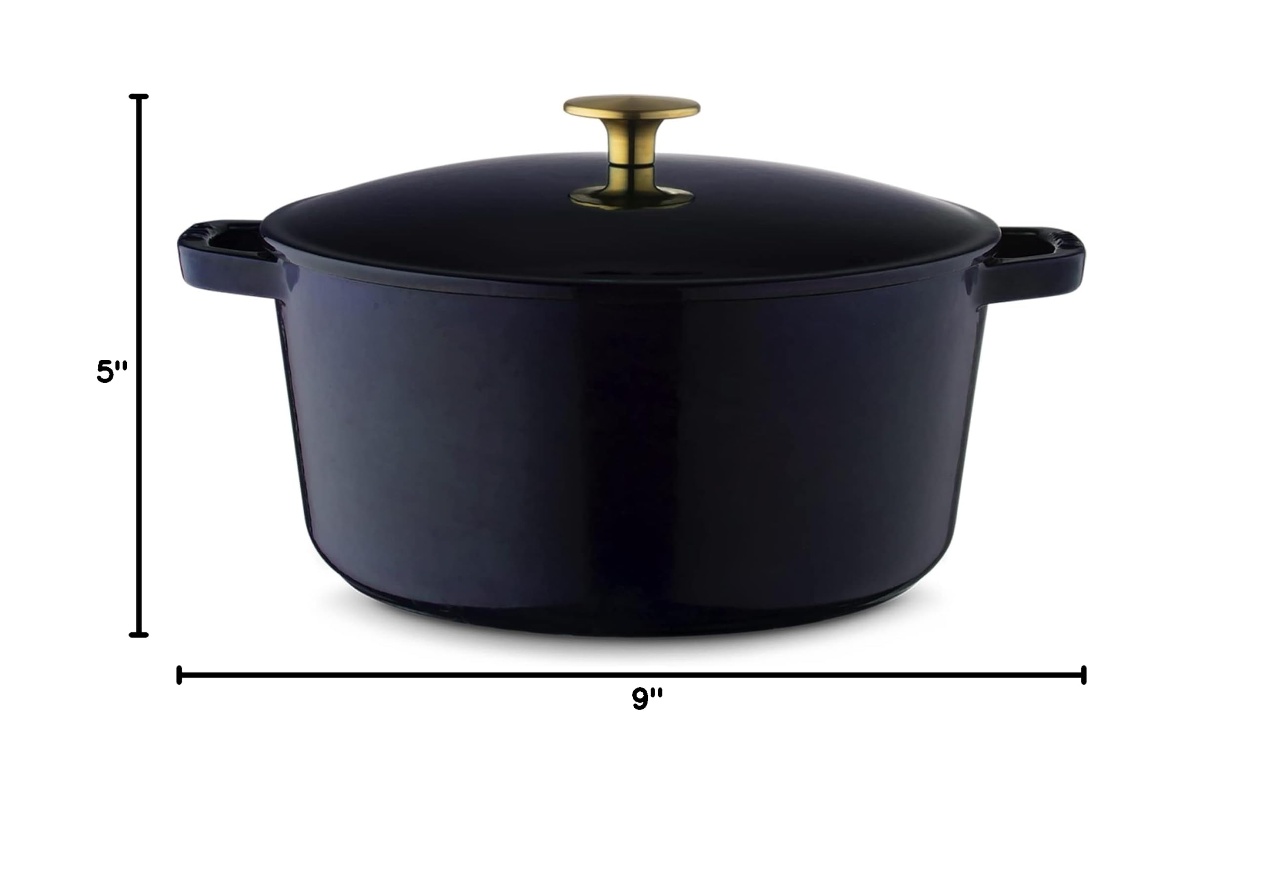 Premium Milo by Kana 3.5-Quart Enameled Cast Iron Dutch Oven with Lid - Navy Blue & Gold Knob | Heavy Duty Casserole Pot for Baking, Roasting & Slow Cooking | Oven & Dishwasher Safe Enamel Coated Cookware | Perfect for Soups, Stews & Family Dinners