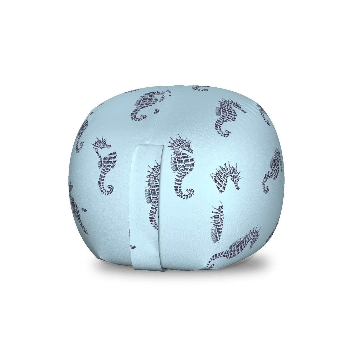 Ambesonne Seahorse Storage Toy Bag Chair - Vintage Tropical Aquatic Theme Stuffed Animal Organizer, Washable Small Size in Pale Blue Indigo | Kids Room Decor, Playroom Storage, Nursery Organization