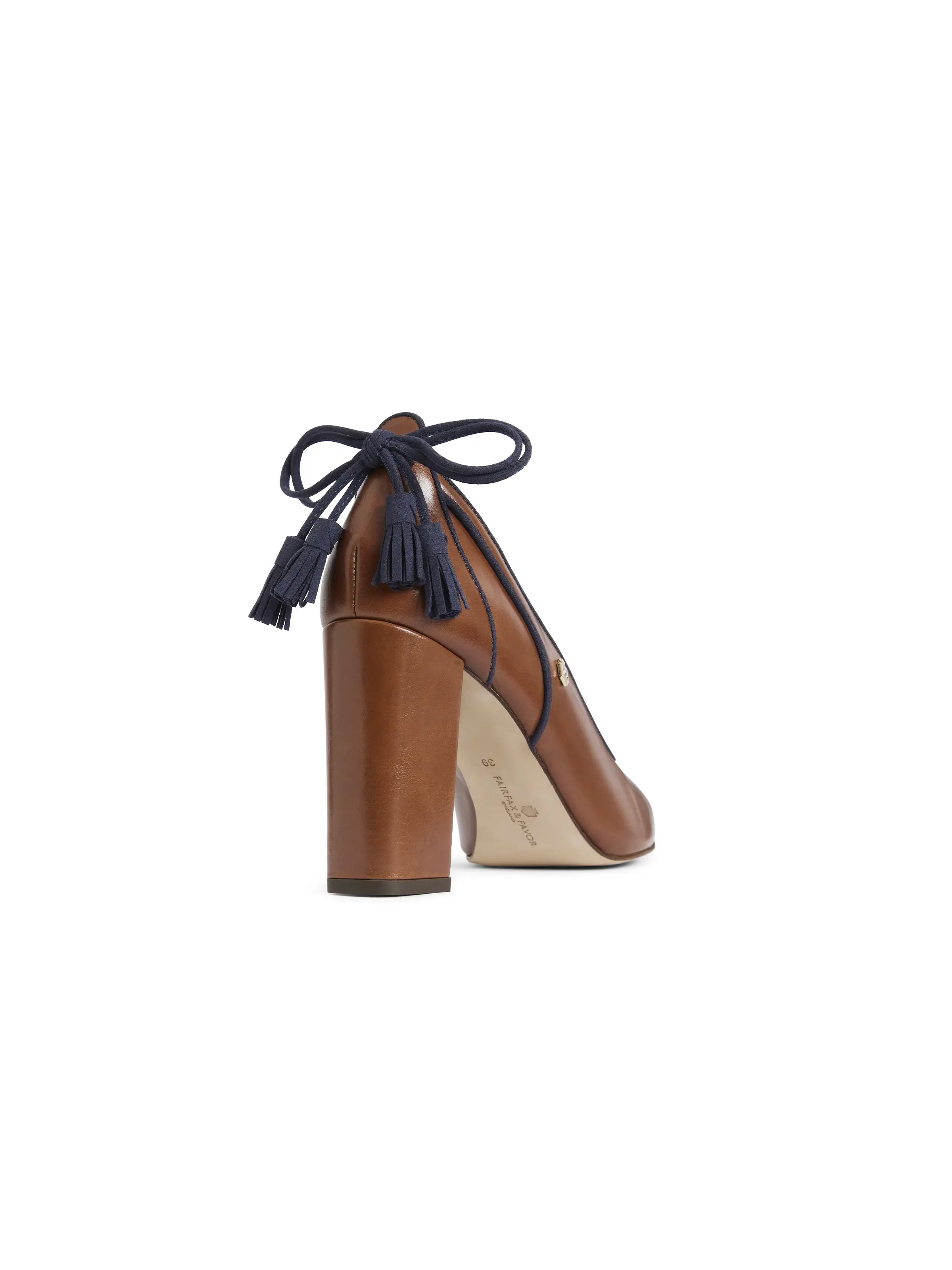 Newbury Heel Dark Tan Leather Women's Dress Shoes - Elegant High Heels for Office, Party & Special Occasions