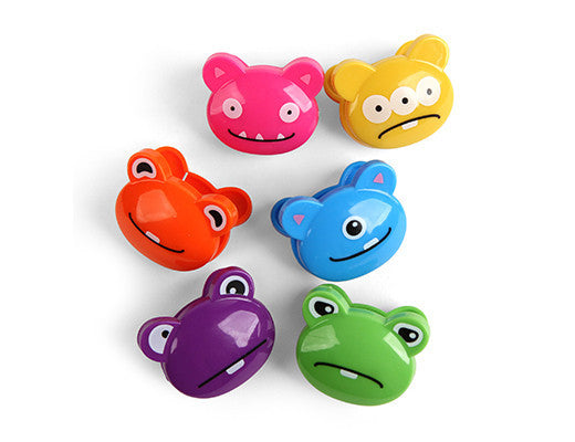 Kikkerland Crazy Monster Bag Clips - 6 Pack Fun Kitchen Food Storage Clips for Snacks, Chips, and Bread Bags - Cute Cartoon Animal Design for Kids and Home Organization