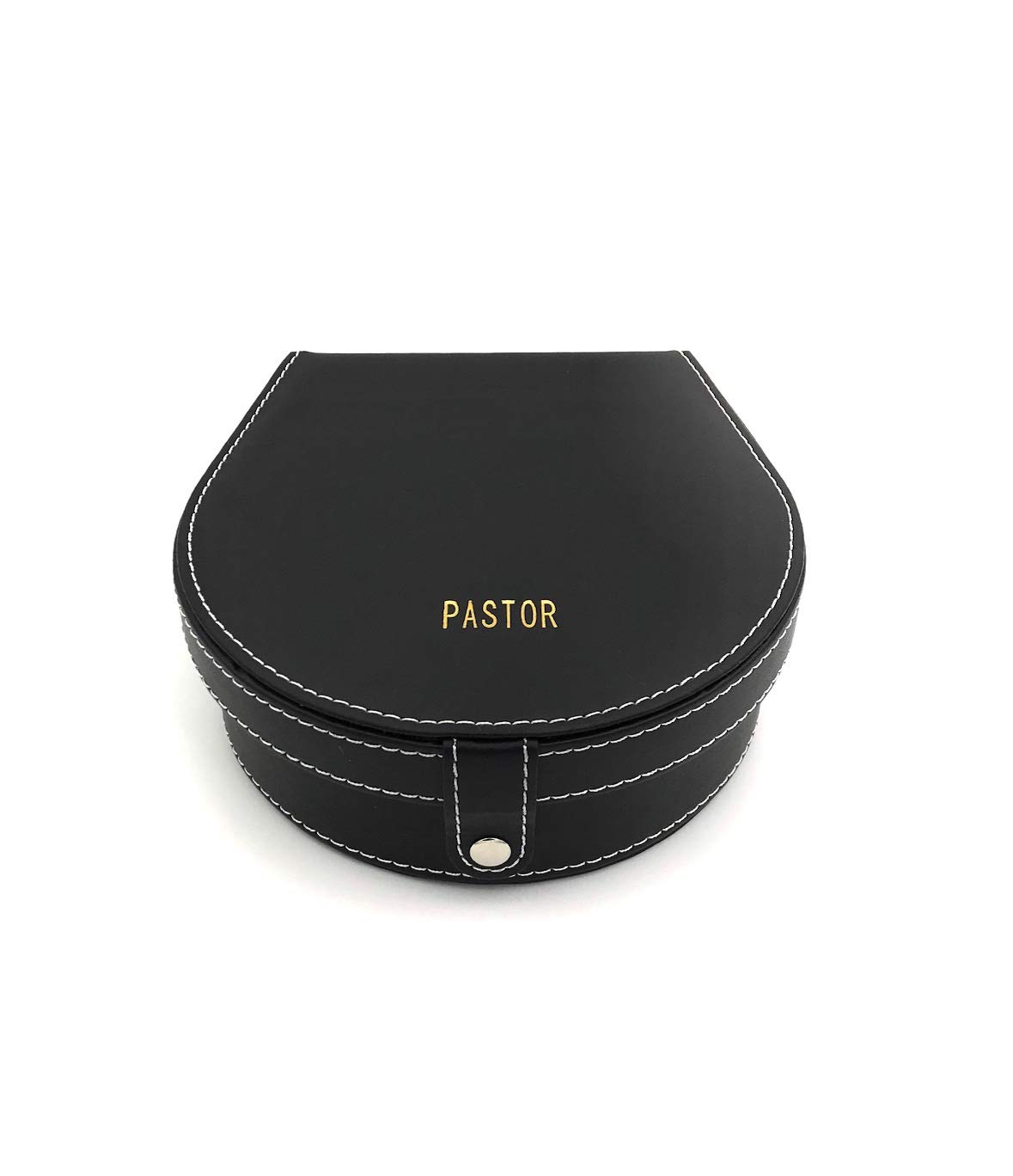 Black Leather Pastor Clergy Collar Box - Premium Church Accessory for Ministers & Priests - Perfect for Religious Ceremonies, Sunday Services & Ordinations