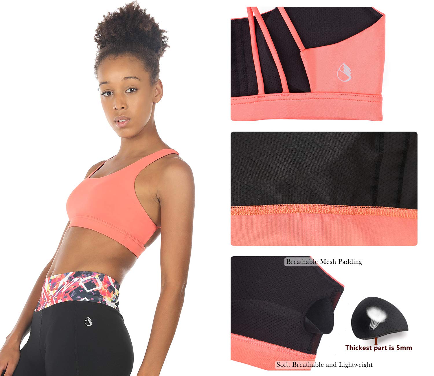 Icyzone Women's Medium Impact Padded Strappy Sports Bra for Running & Workout - Comfortable Support for Gym, Yoga & Active Lifestyle