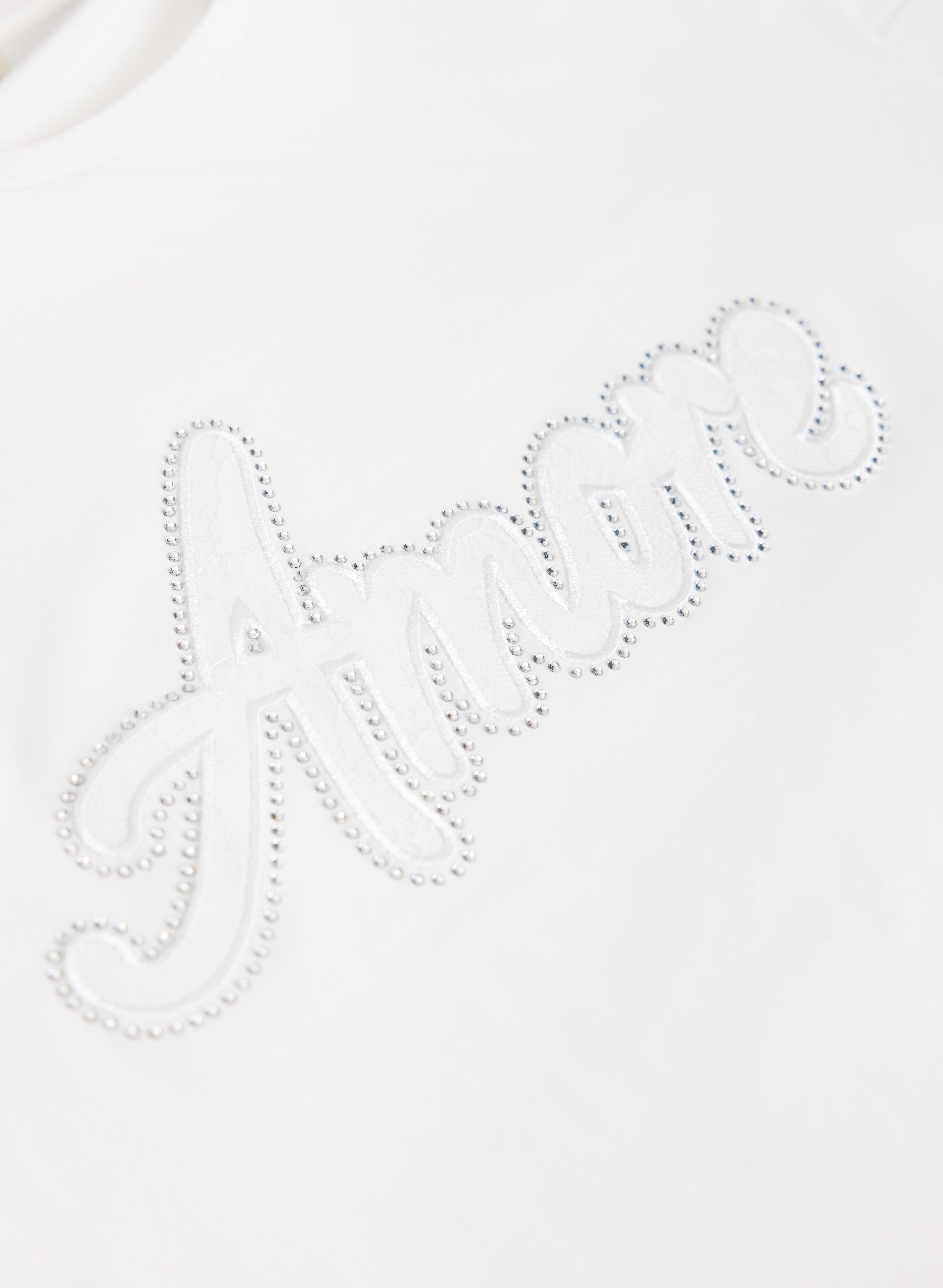 Embellished Script T-Shirt for Women | Trendy Graphic Tee with Stylish Lettering | Perfect for Casual Outfits, Parties & Everyday Wear