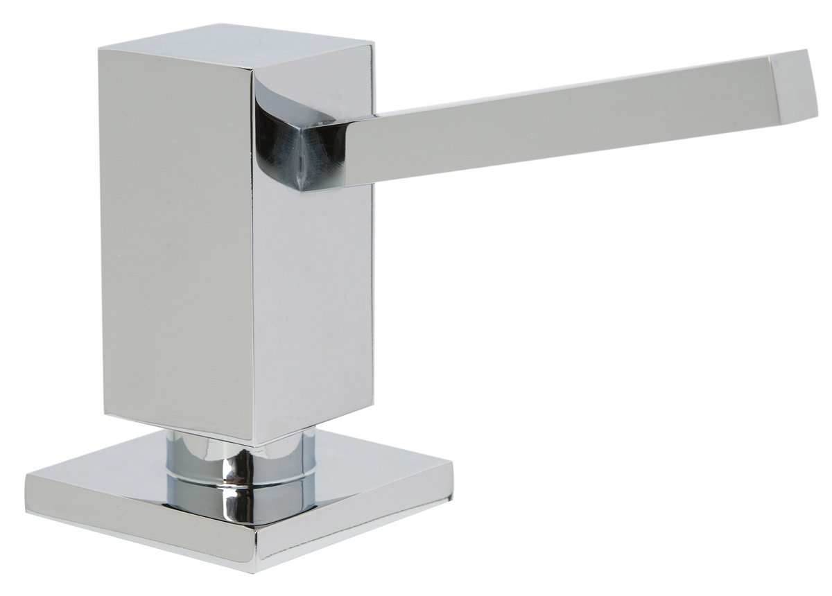 Mountain Plumbing MT106 Square Soap Dispenser with Plastic Bottle - Polished Chrome Finish for Bathroom, Kitchen & Sink Area - Modern Touch-Free Liquid Soap Dispenser for Home & Office Use