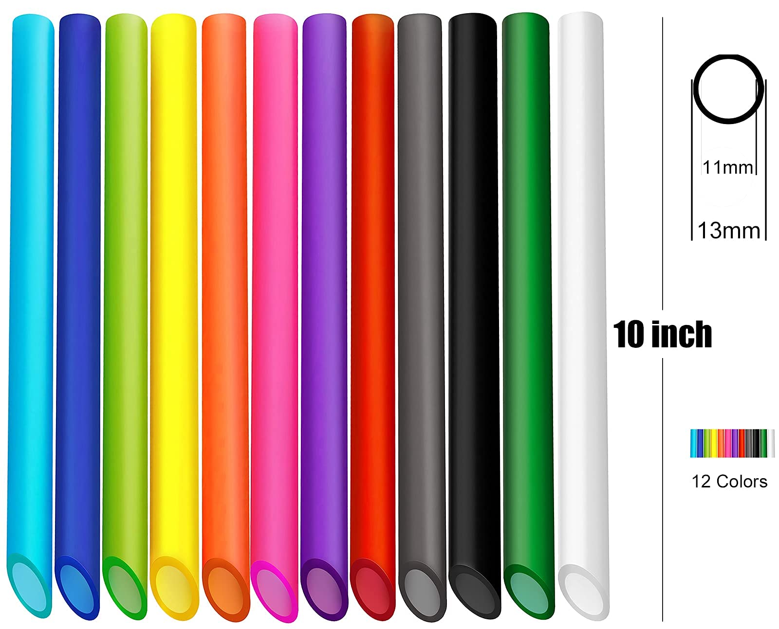 ALINK 12-Pack Reusable Boba Straws with 4 Silicone Tips - Eco-Friendly Bubble Tea Straws for Smoothies, Iced Coffee & Milk Tea Drinks at Home or Cafe