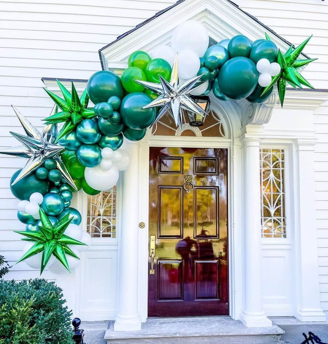 50 Pcs 26 Inch Green Foil Cone Star Balloons - 3D Starburst Mylar Balloons for Party Decorations, Christmas, Birthday & Wedding Supplies | Perfect for Indoor/Outdoor Events, Photo Backdrops & Celebration Decor