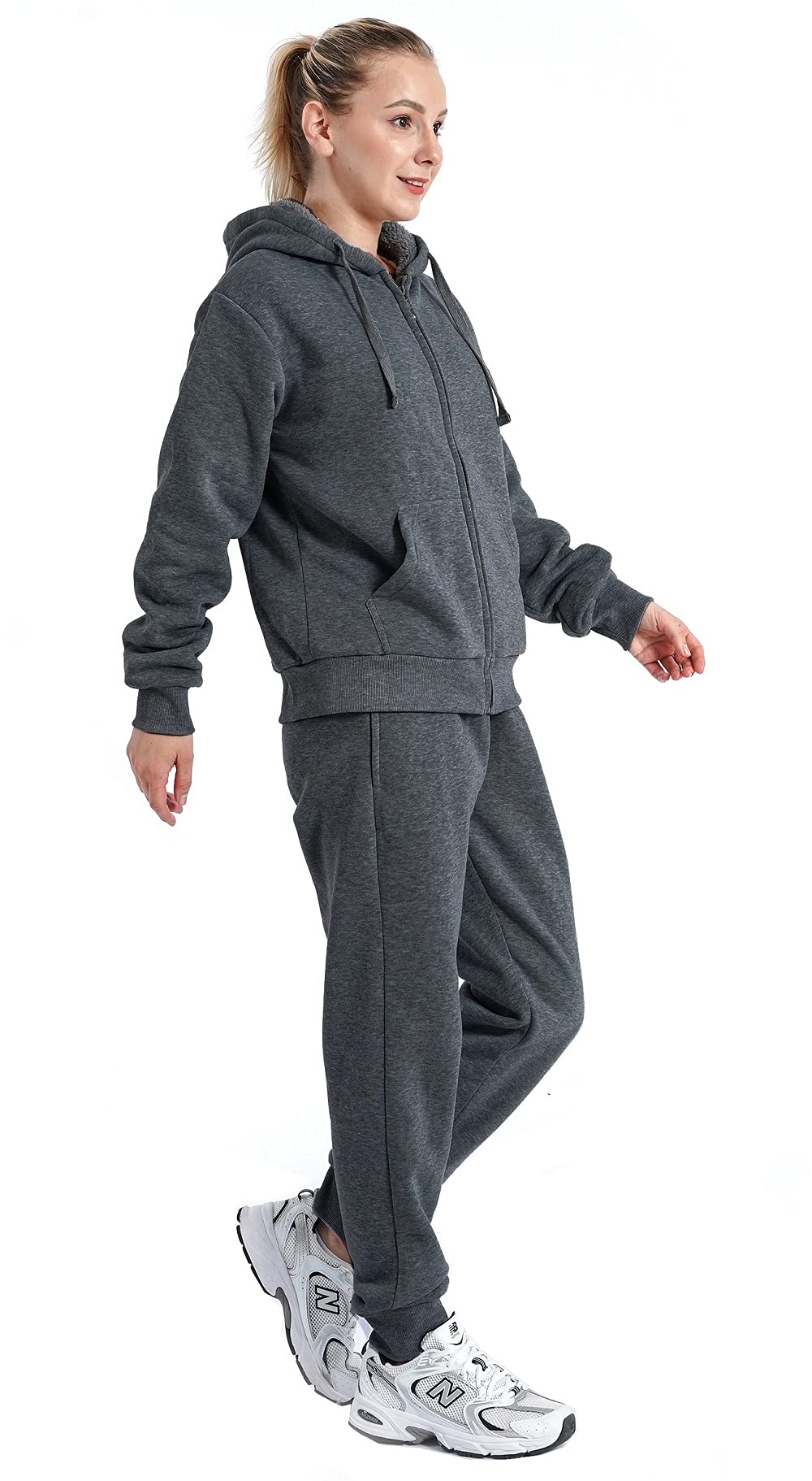 Facitisu Women's 2-Piece Fleece Tracksuit Set - Cozy Pullover Hoodie & Jogger Pants with Pockets | Lounge Wear, Casual Outfit, Athleisure for Home & Gym