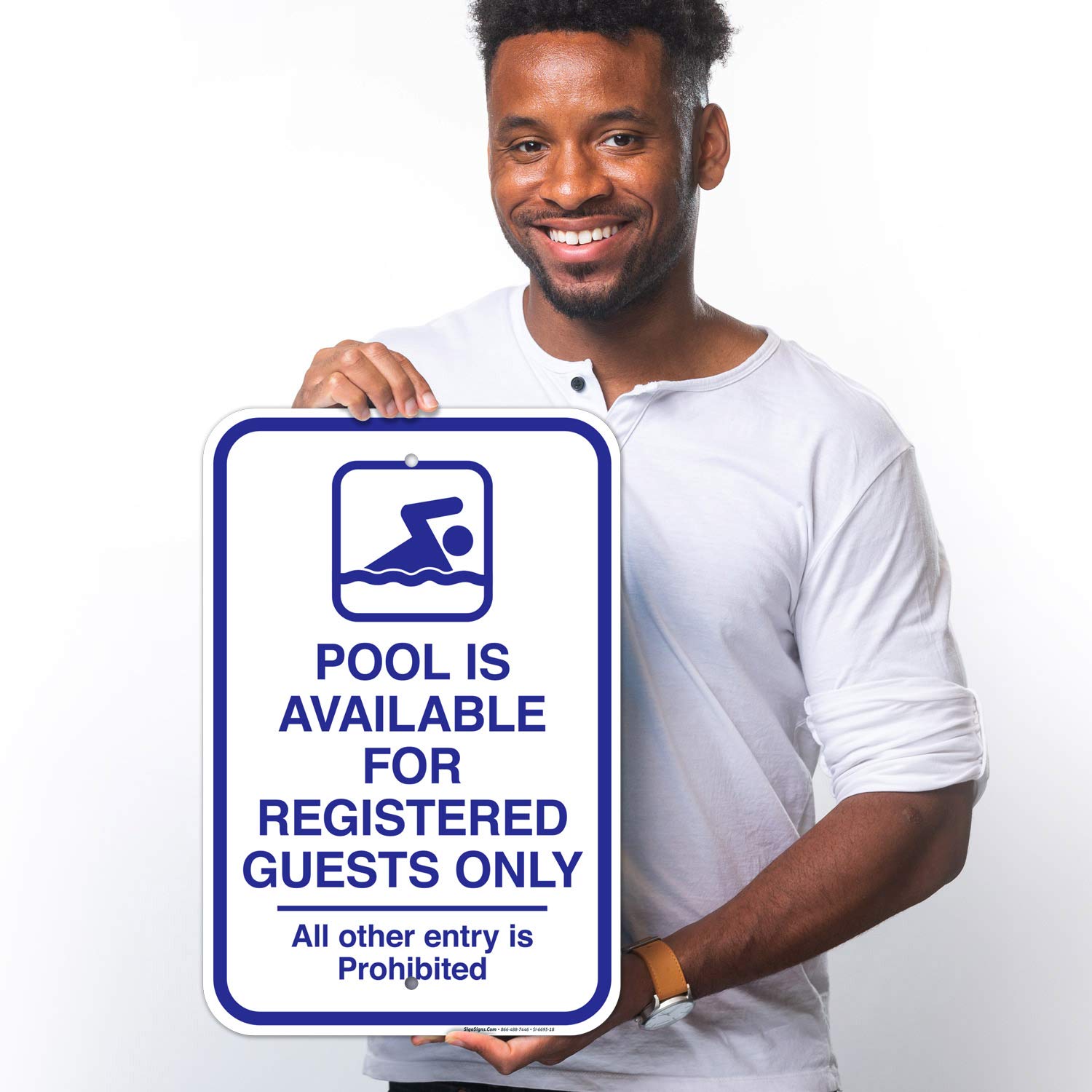 Pool Sign - Sigo Signs 12x18 Inches, 55 mil Thick HDPS (High Density Polystyrene), Made in USA - Perfect for Hotels, Resorts, and Private Pools