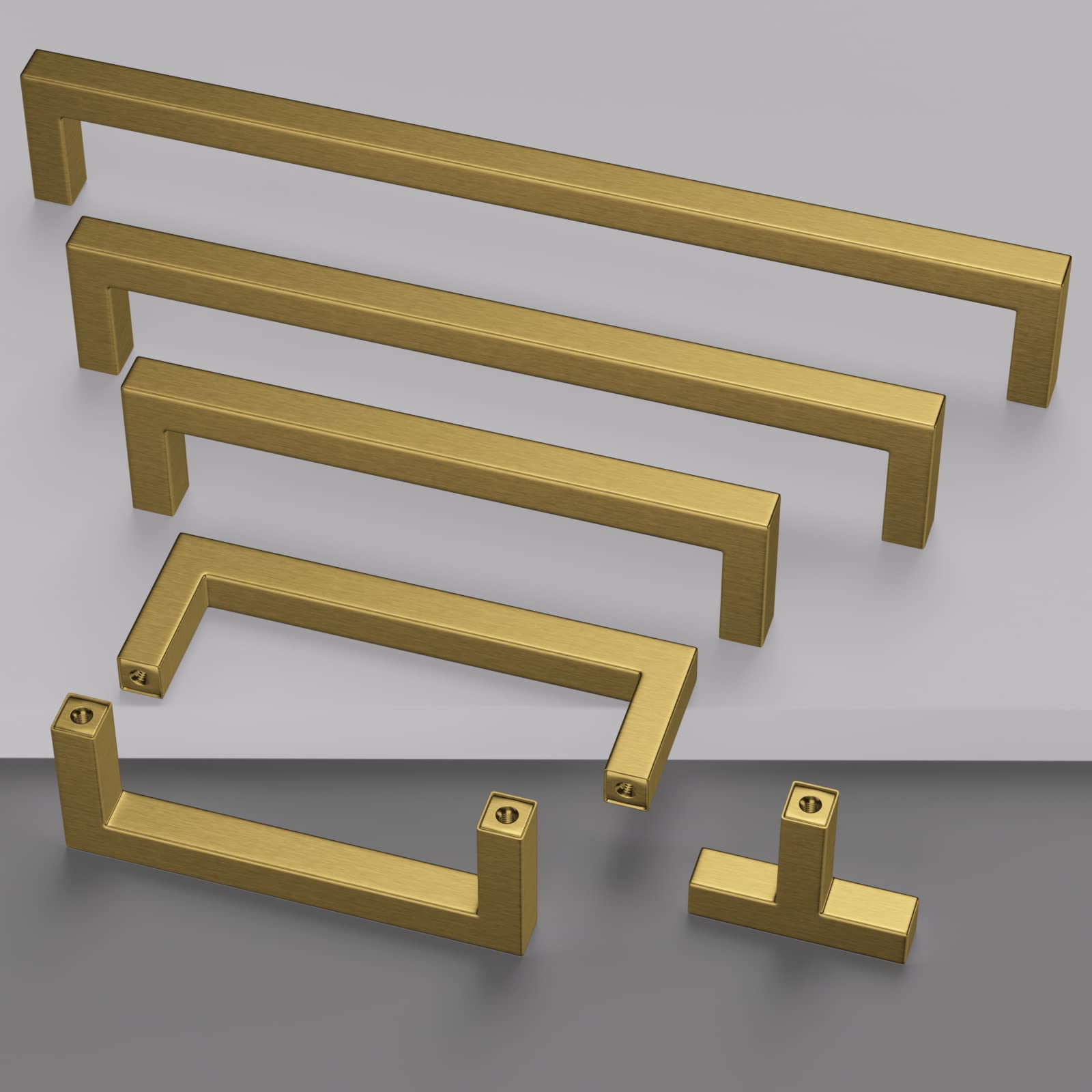 30 Pack Brushed Brass Cabinet Knobs - Gold Dresser Drawer Pulls, T Bar Knobs for Kitchen Cabinets & Furniture Hardware (Single Hole Installation) - Perfect for Home Renovation, DIY Projects & Cabinet Upgrades