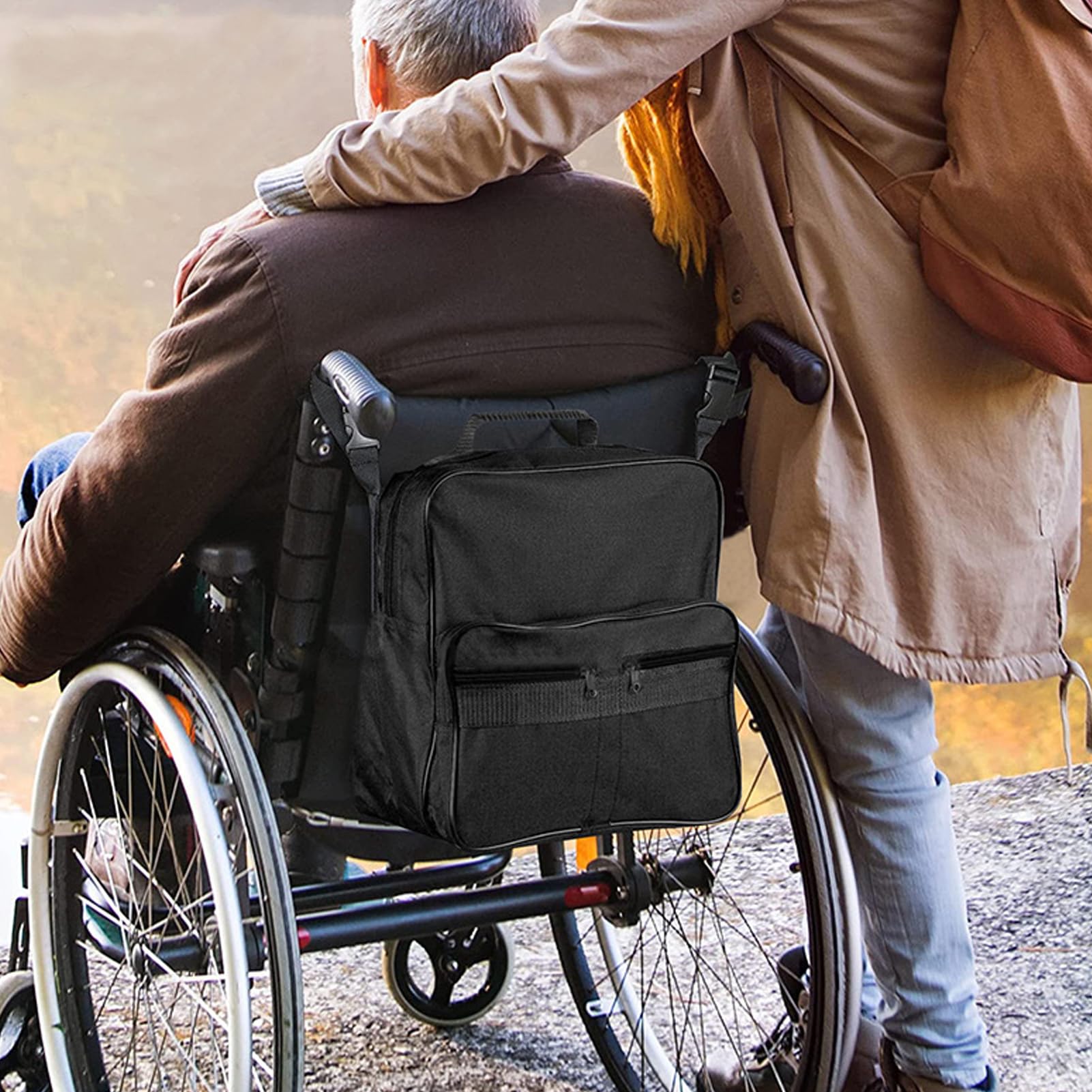 **Large Capacity Wheelchair Bag - Multi-Layer Storage Pouch & Backpack for Wheelchairs & Rollators - Perfect for Daily Use, Travel & Outdoor Activities**