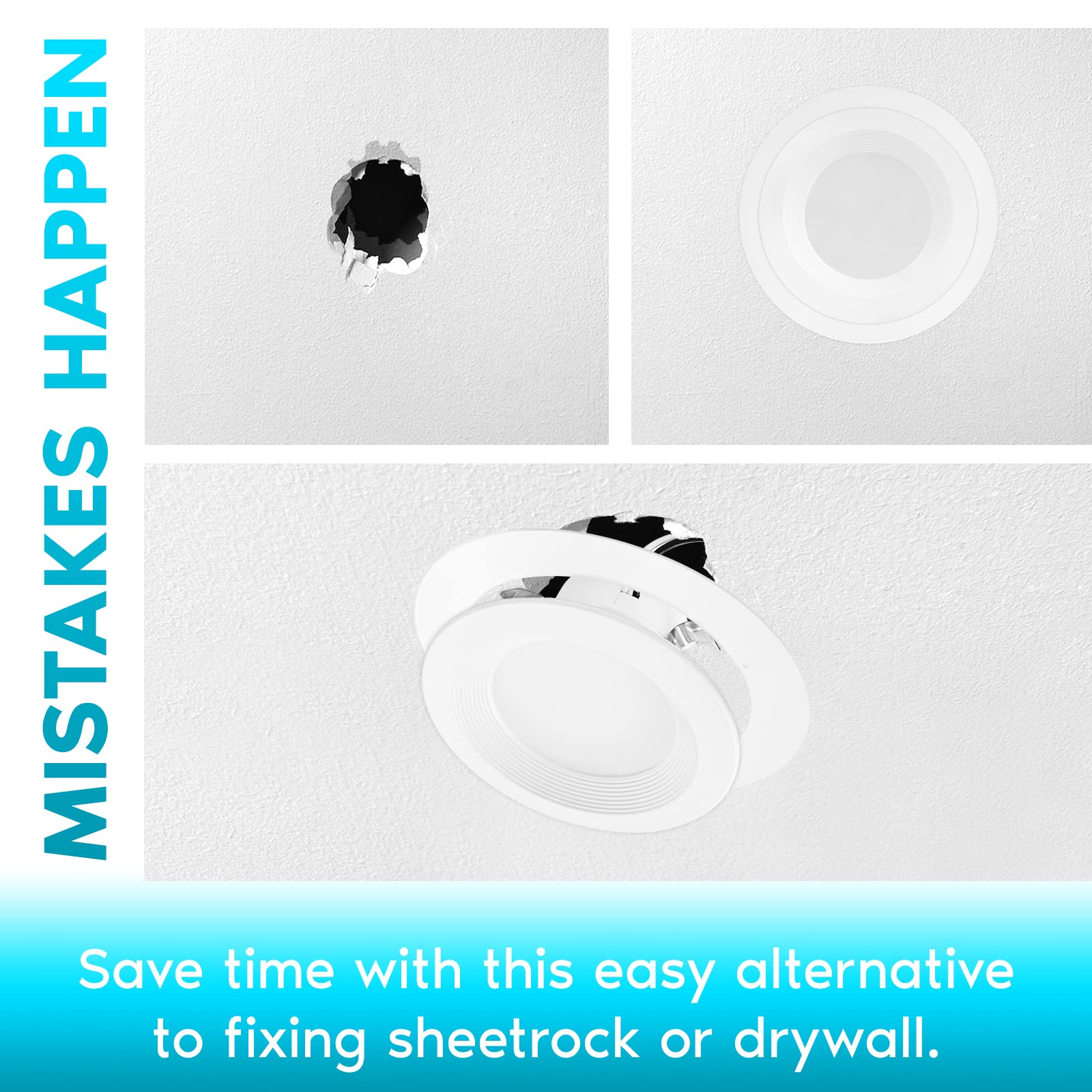 Luxrite 12 Pack White Goof Trim Ring for 4 Inch Recessed Lights - 5.75